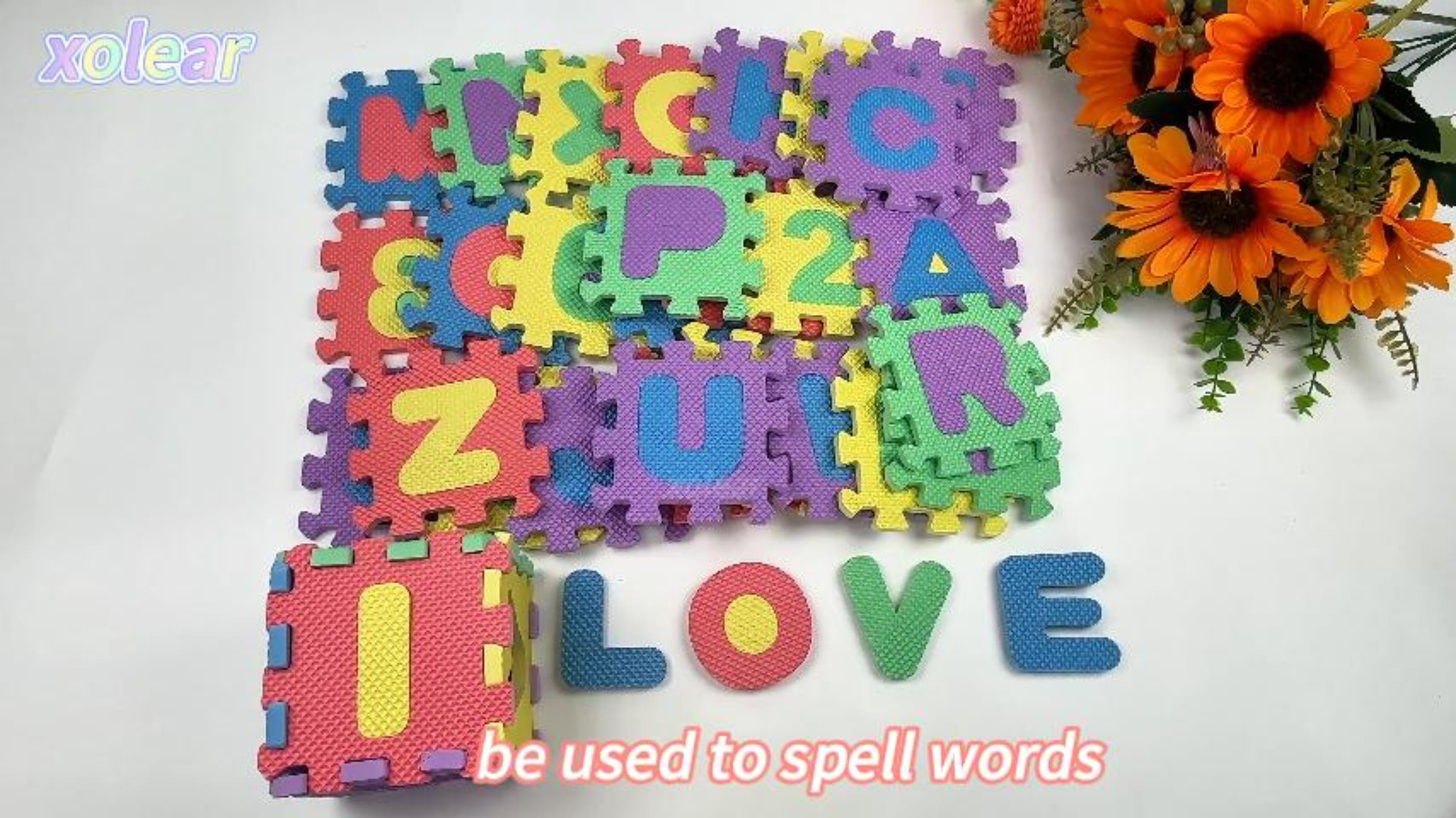 Tapis Puzzle 36 Pièces – Lettres & Chiffres – Mousse EVA 9×9 Cm – Intérieur/extérieur – Dès 1 An