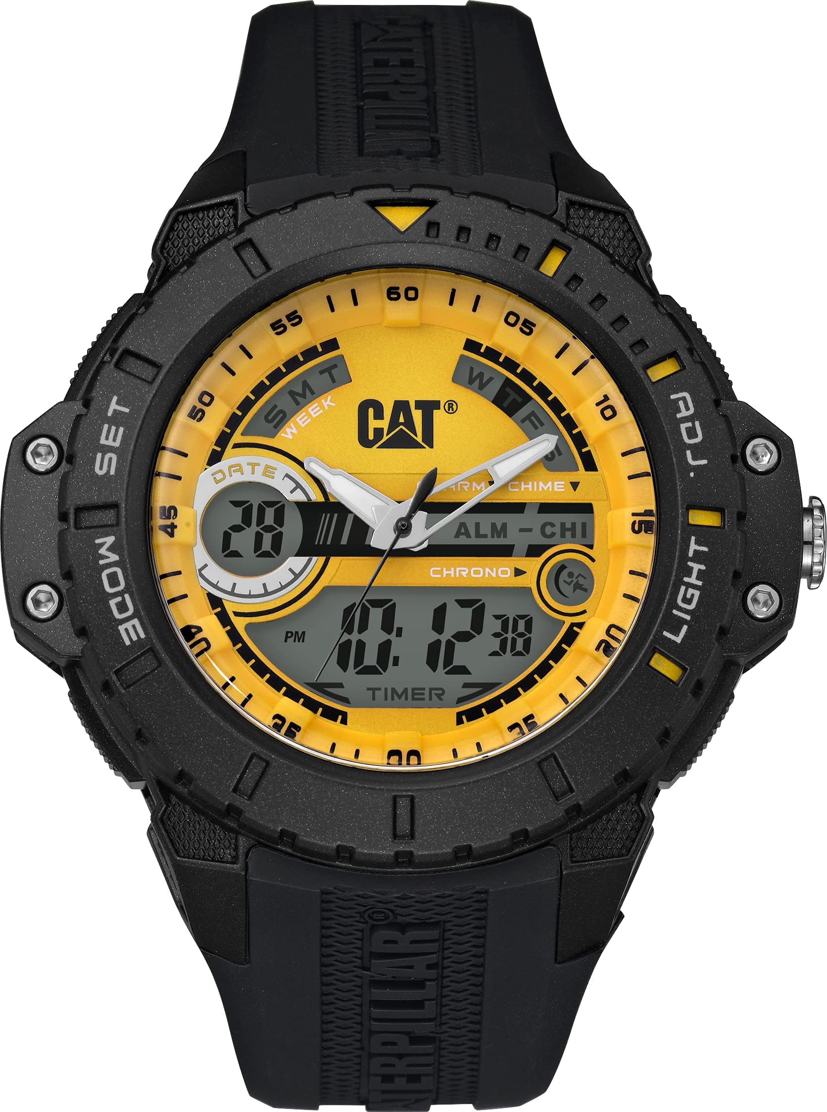 CAT Podium Chrono Men Watch, 45 mm case, Stainless Steel case, Stainless Steel or Rubber Strap Silver/Black