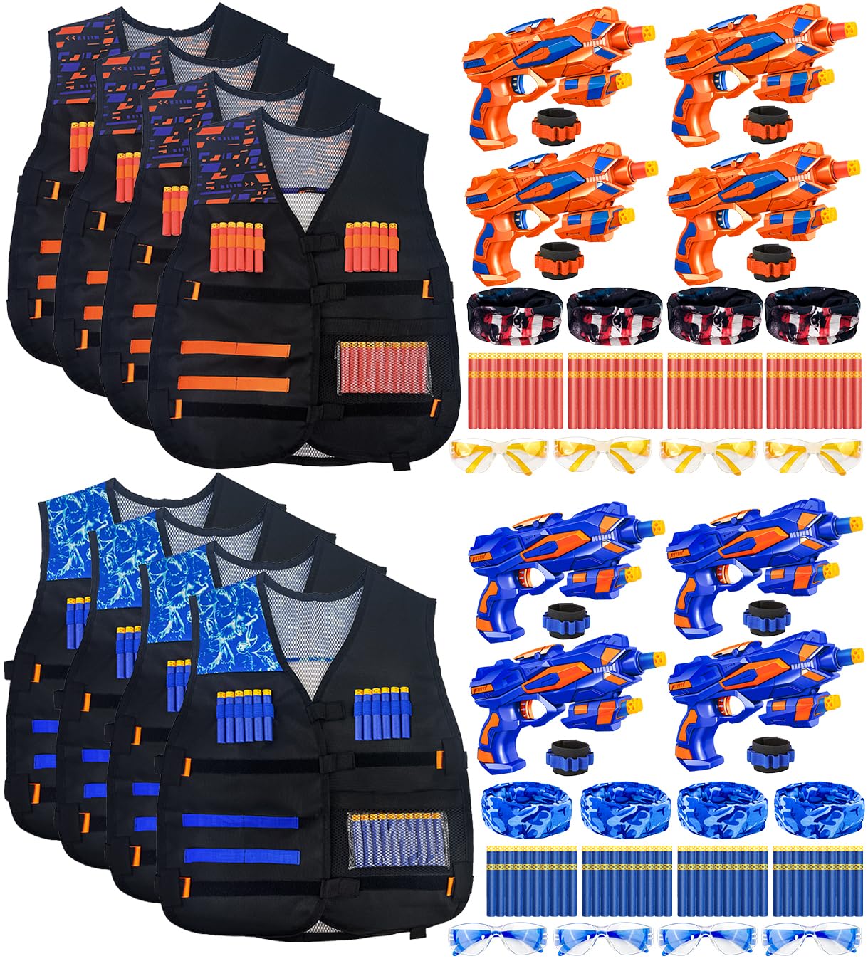 Pandahero 8-Player Tactical Vest Set for Nerf - Birthday Party Favors Gift