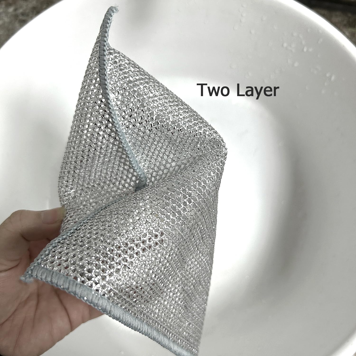 TEKCOOL Confezione Da 10 Panni In Rete Di Acciaio Inox - Antigraffio Per Piatti, Lavelli E Pentole - Riutilizzabili Ed Ecologici