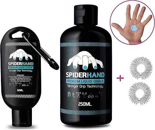 Miniatura 2 de HEALTHY PLAN Agarre de tiza líquida  Agarre de mano profesional, kit combinado de 8.3 oz + 1.7 oz clip de viaje y anillos de masaje, tiza líquida