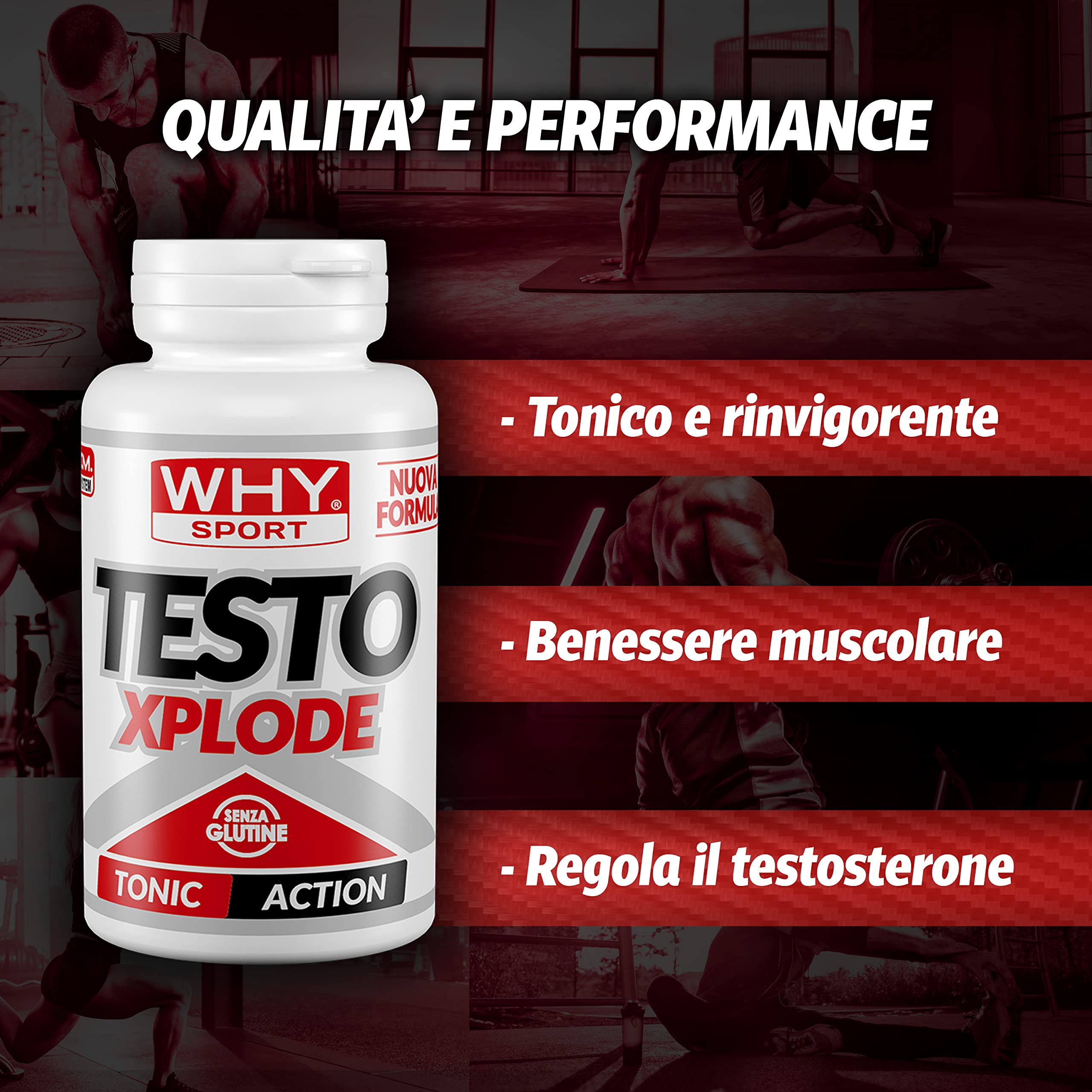 WHY SPORT TESTO XPLODE - Pre Workout - Integratore Alimentare Con Ashwagandha - 90 Compresse