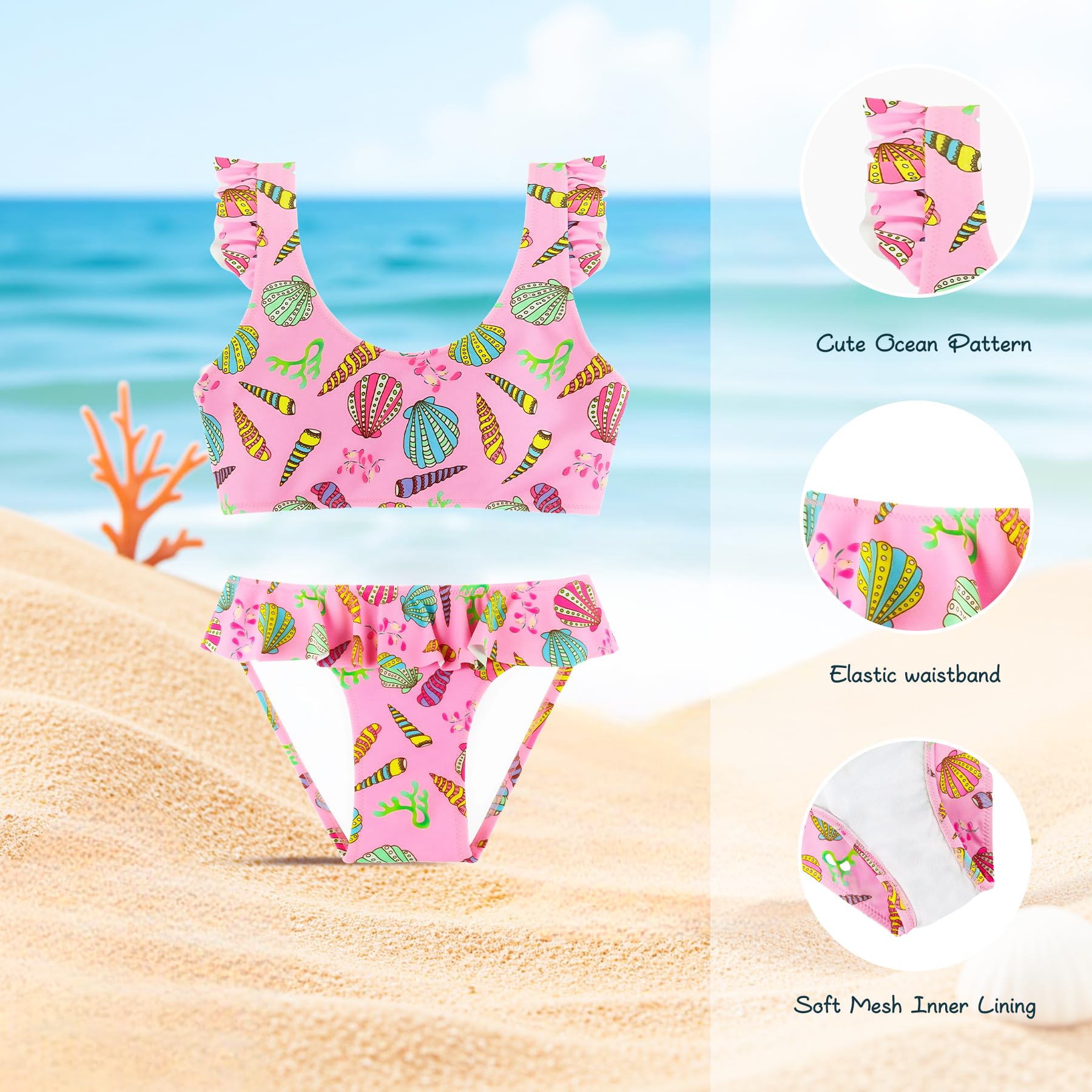 Traje de Baño para Niñas Conjunto de Bikini de Dos Piezas Sets Tankini Traje de Baño para Niñas 2-14 Años