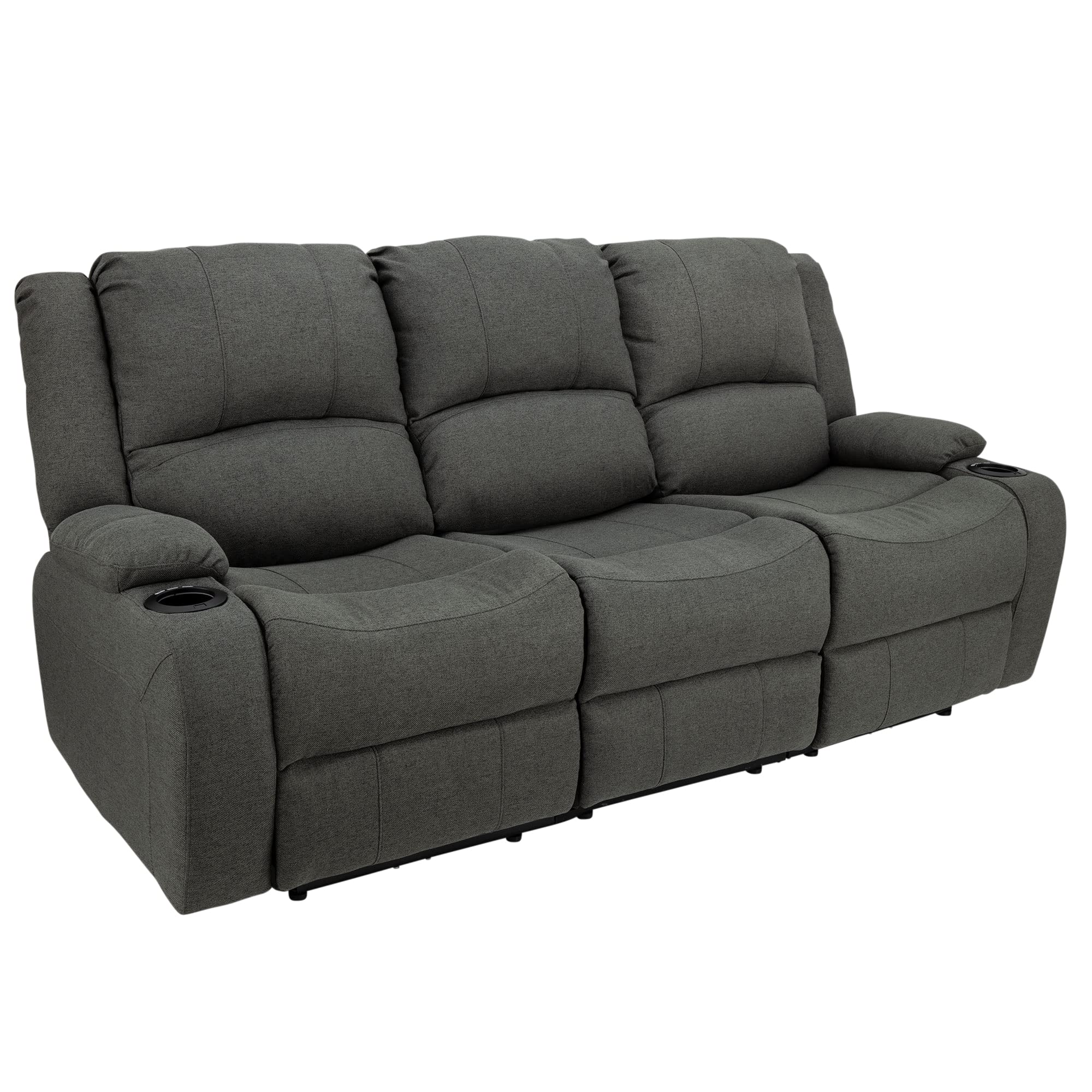 RecPro Charles Powered Double RV Wall Hugger Recliner Sofa | RV Loveseat | RV Furniture | Cloth (Fossil, 80")