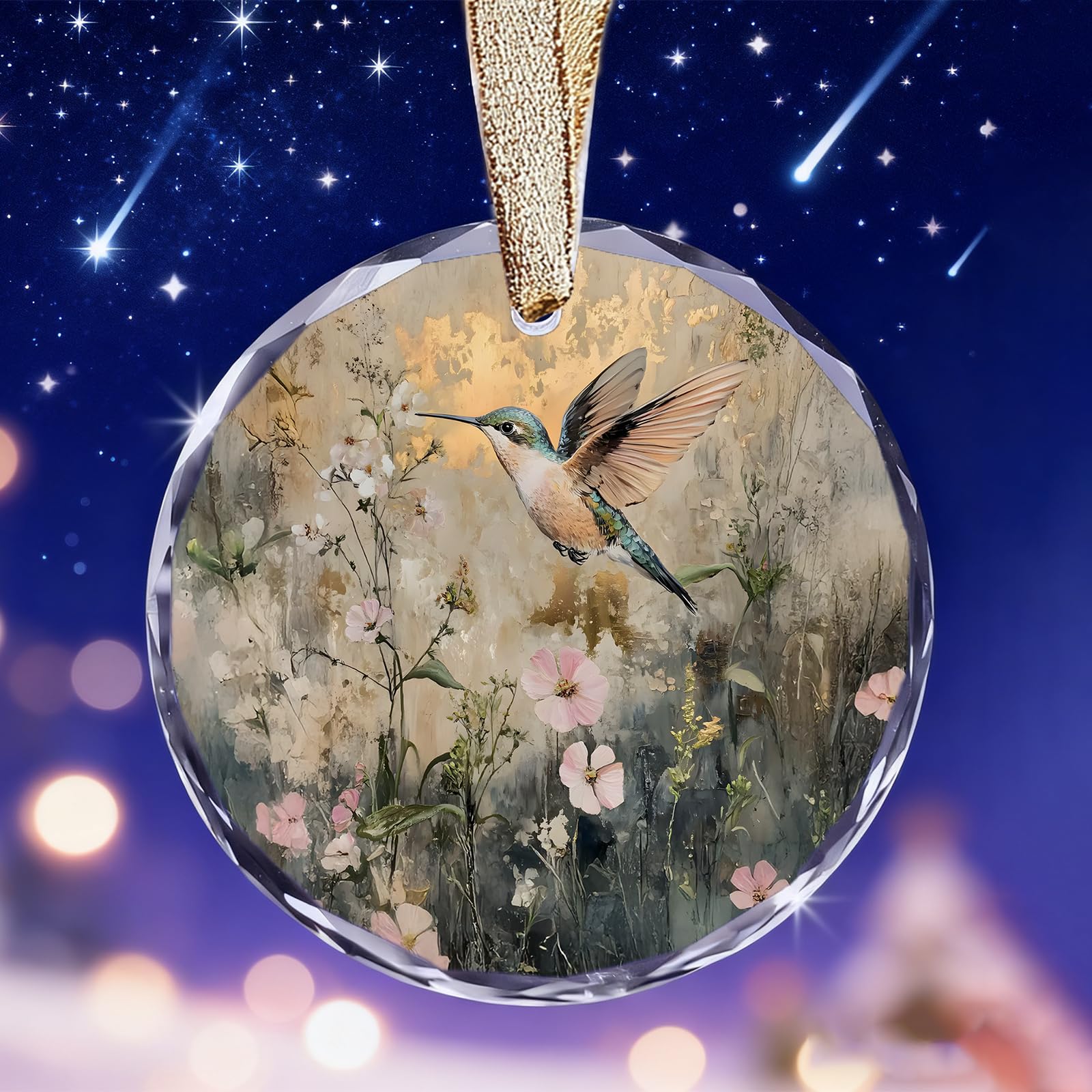 Colibri vintage en verre pour sapin de Noël : objet déco oiseau et suspension festive 2026