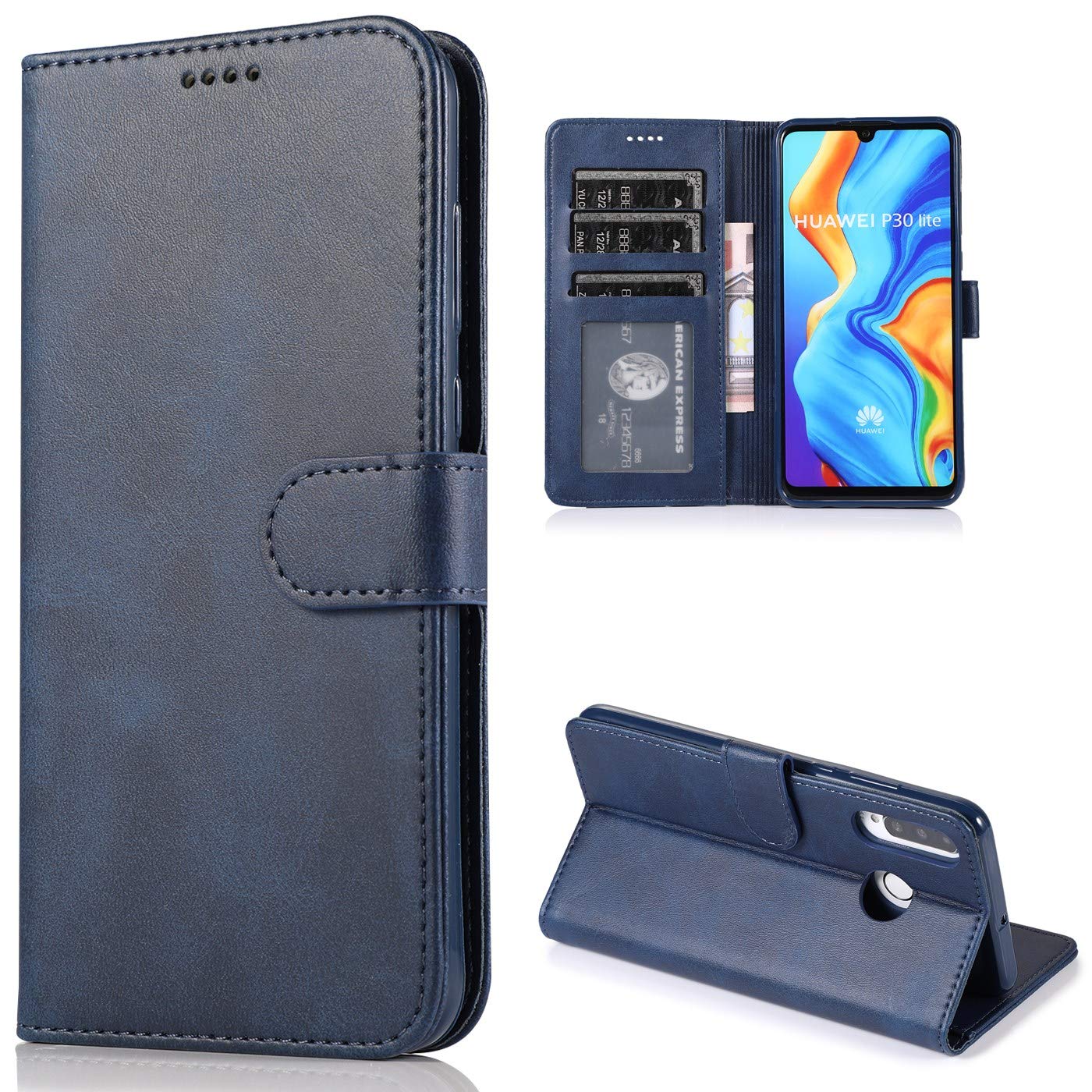 Lelogo Custodia In Pelle Per Huawei P30 Lite - Portafoglio Con Chiusura Magnetica E Supporto - 3