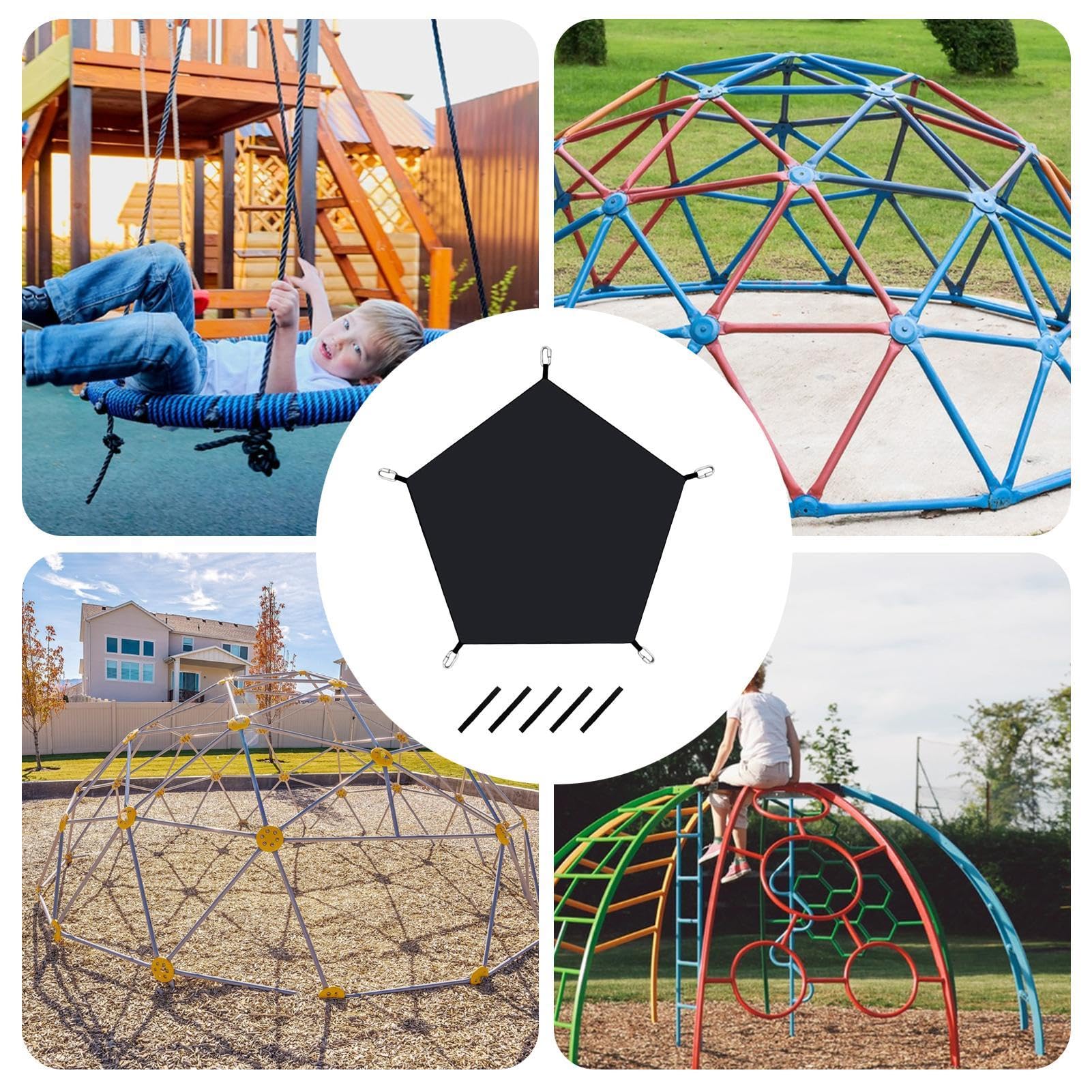 Pzuryhg Kuppelkletter-Hängematte, Kinder-Sport-Hängematte, Outdoor-Kletter- Hängematte, Kuppelkletterbefestigung, Hängematte für Kuppelkletterer, Kinder-Outdoor-Hängematte, Kletterkuppel-Hängematte Spielzeug