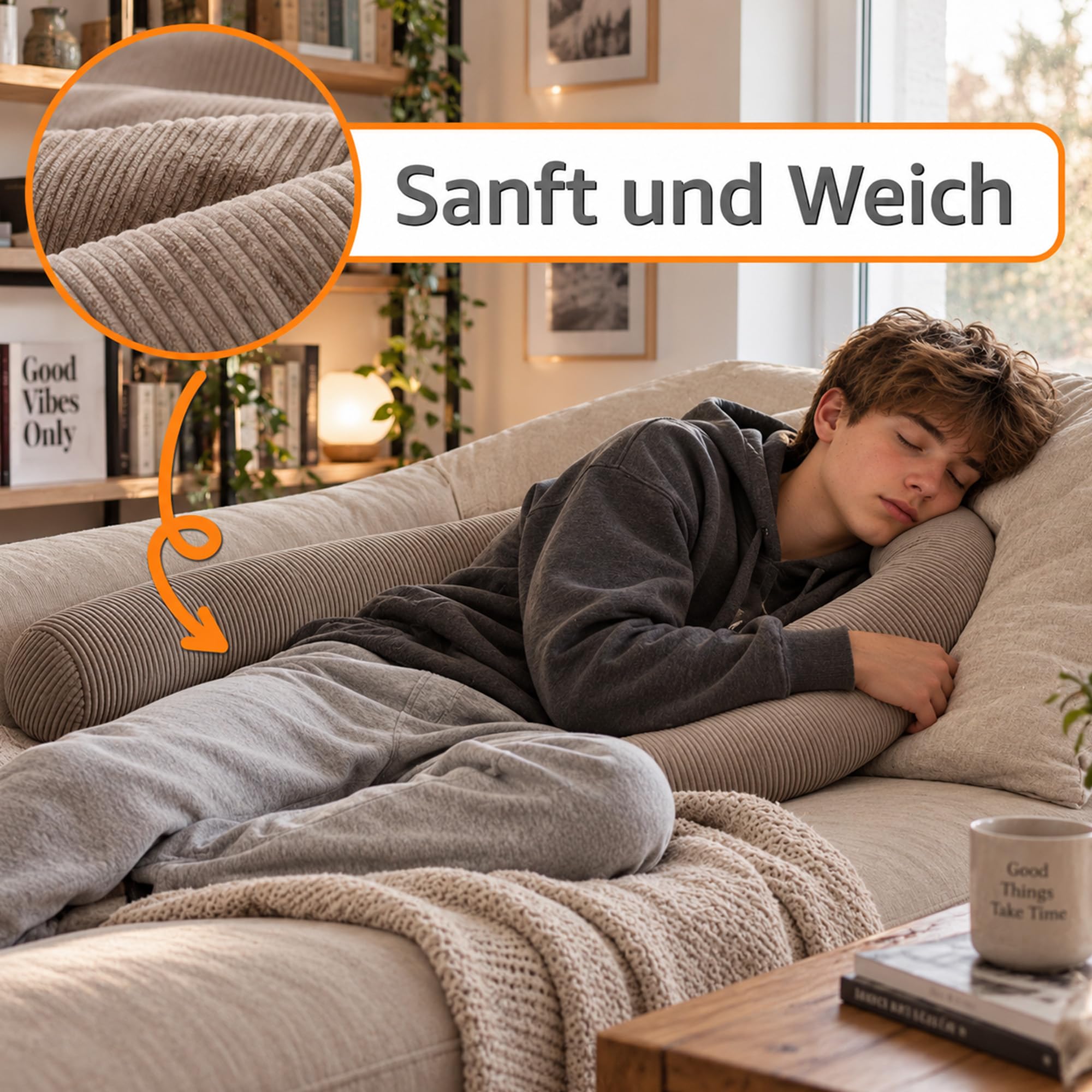Stillkissen Lagerungskissen Bodypillow Kissenrolle 400 cm Baumwolle