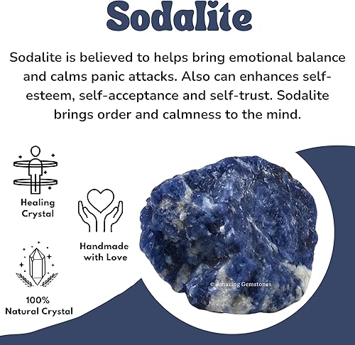 Miniatura 4 de Amazing Gemstone 2 piezas de cristales crudos de sodalita y piedras curativas, rocas naturales para pulir y bricolaje, piedras y cristales crudos