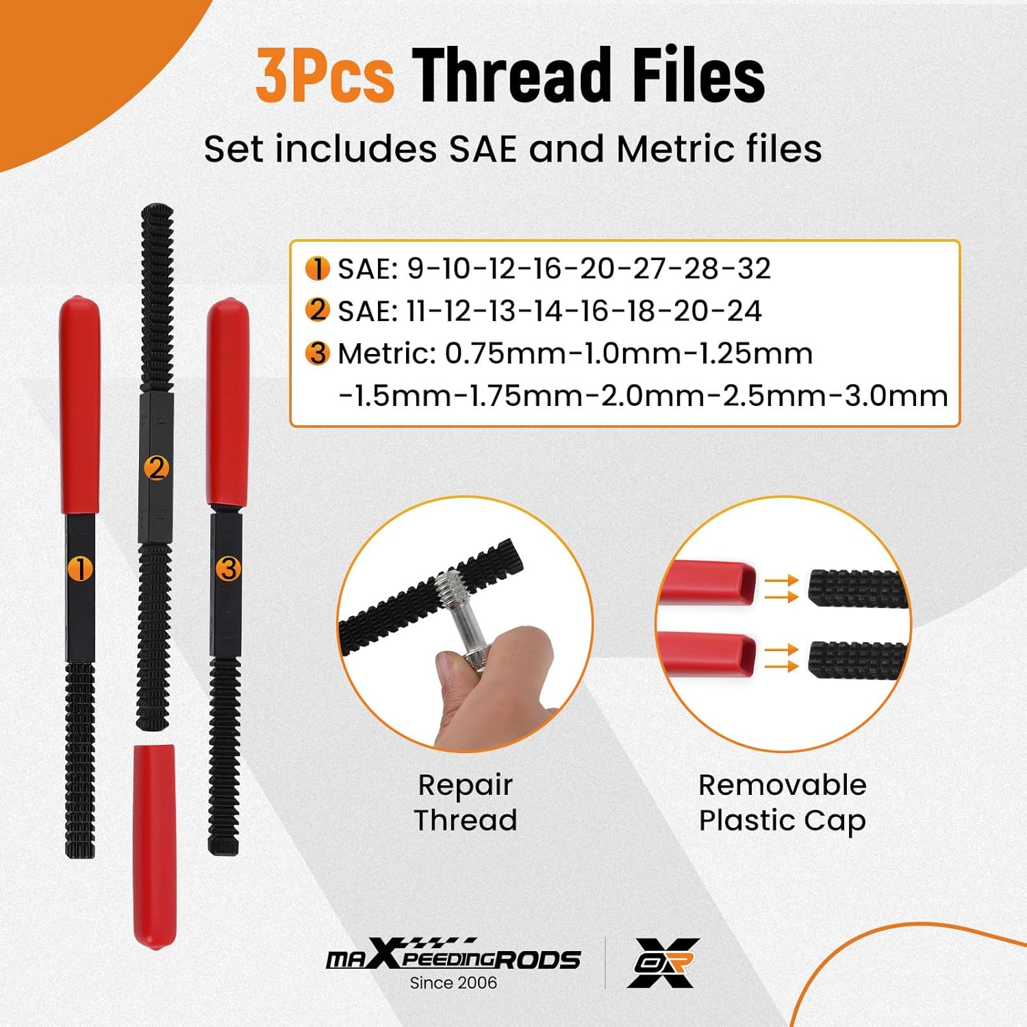 maXpeedingrods 56Pcs Thread Restorer Kit, Rethread Repair Tool, UNC UNF & Metric Thread Chaser Repair Set with Thread Pitch Gauge