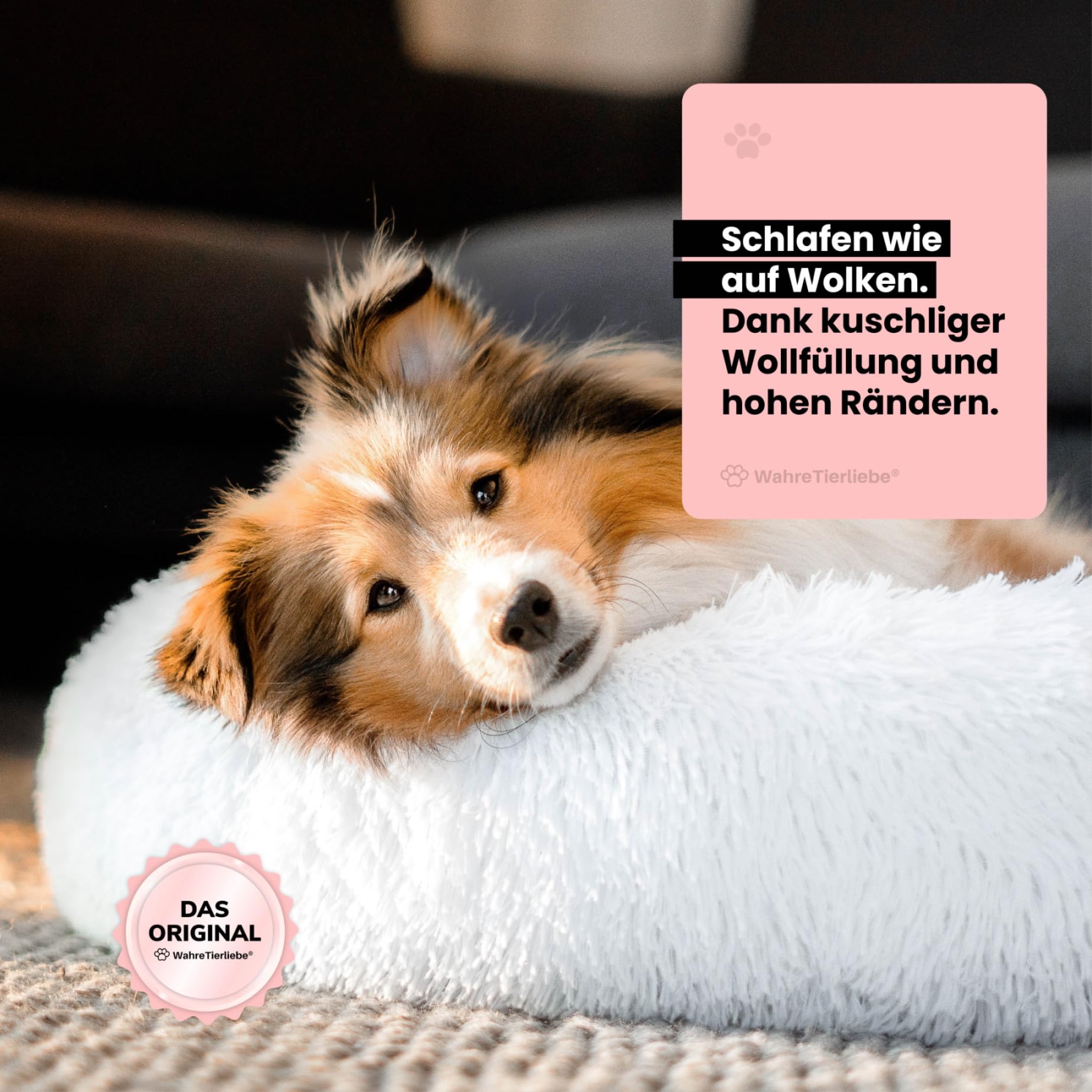 Wahre Tierliebe Cama para perros Cloud 7 – El original – lavable [XXS, 50 cm, gris] Cojín para perros, cesta para perros, cama mullida para perros grandes, medianos y pequeños