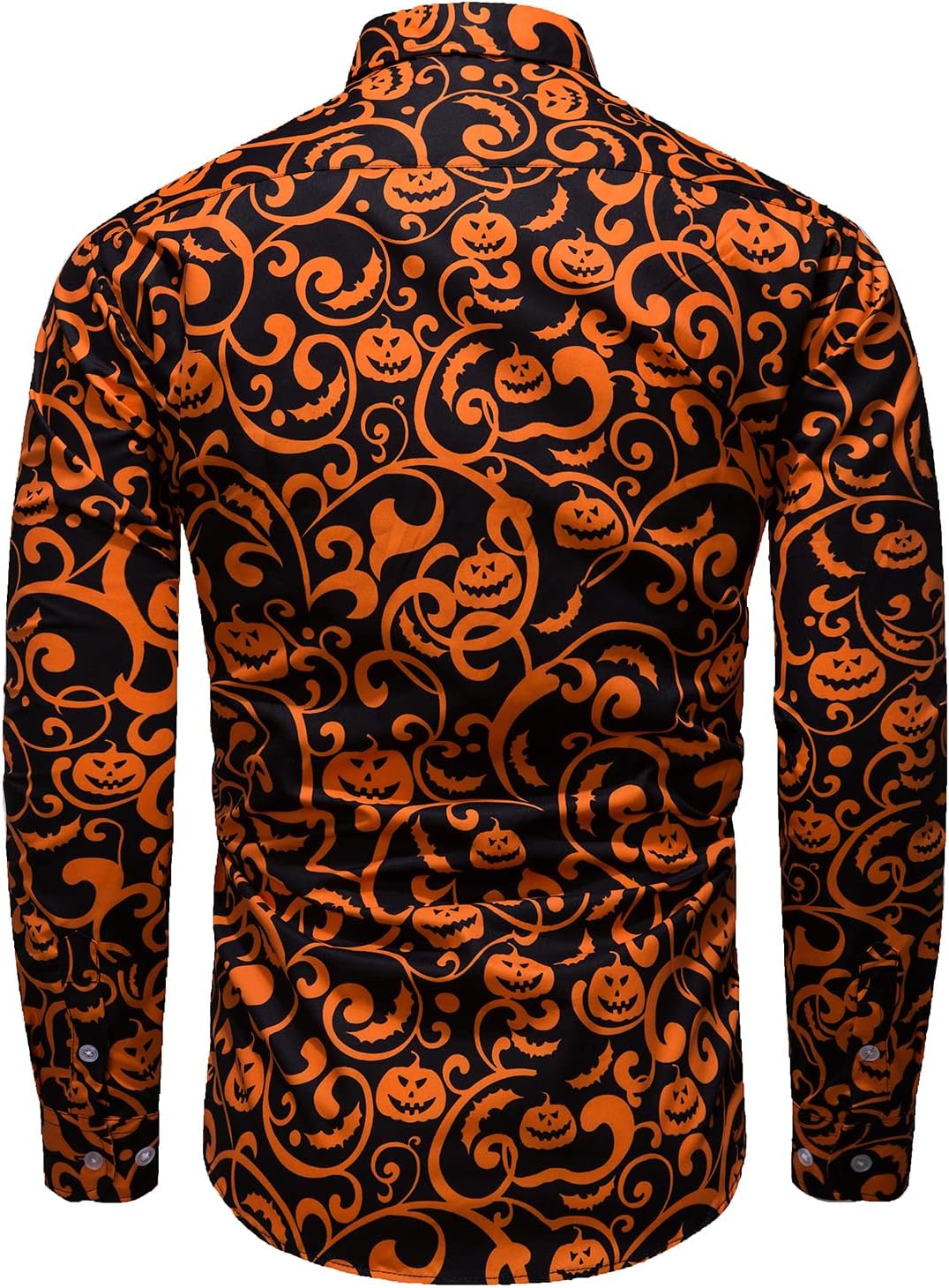 Mens Funny Halloween Shirt Ugly Pumpkin Long Sleeve Casual Button Down Shirts Adult Costume for Party - Image 2