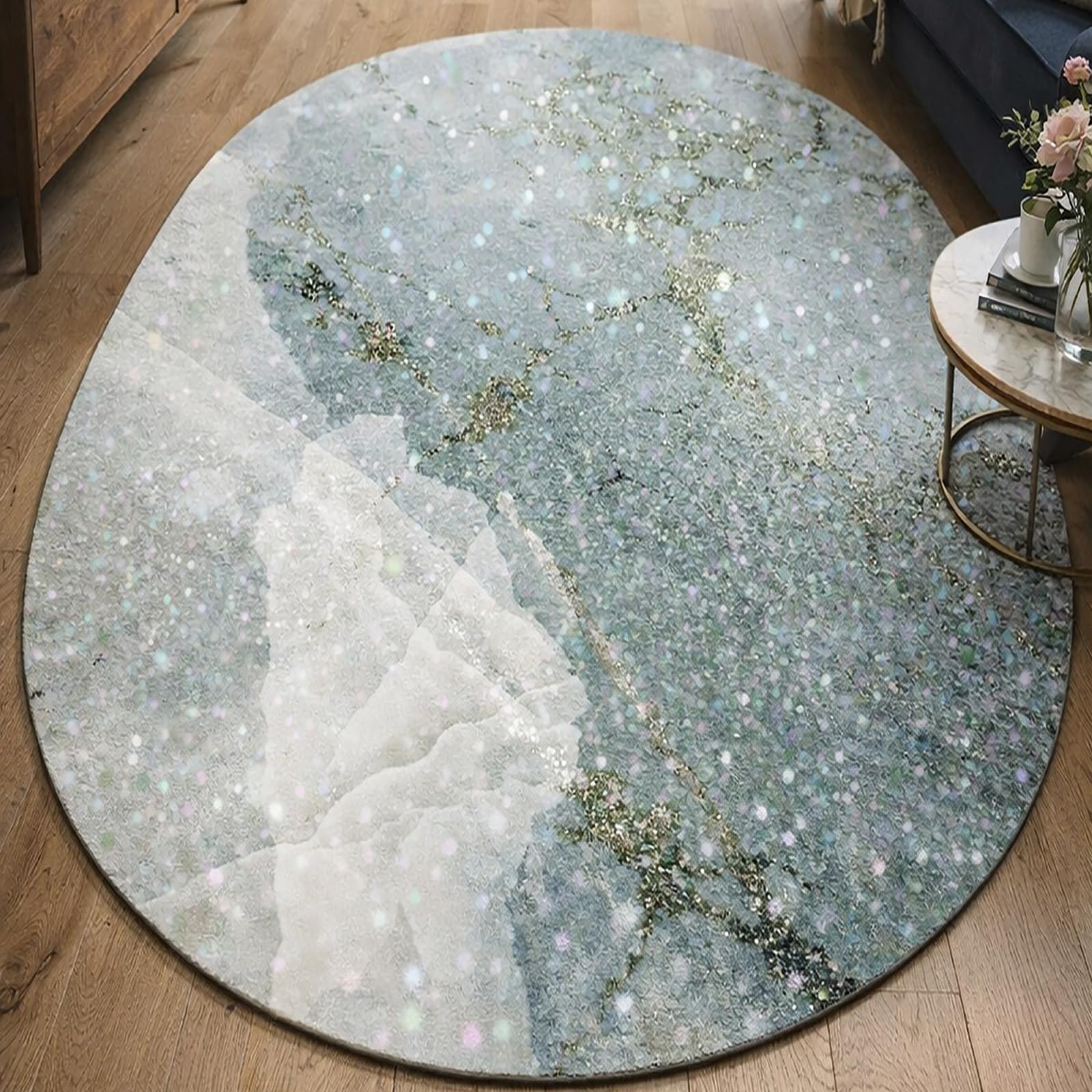 Tapis vert abstrait marbre pour créer un coin coiffeuse chic