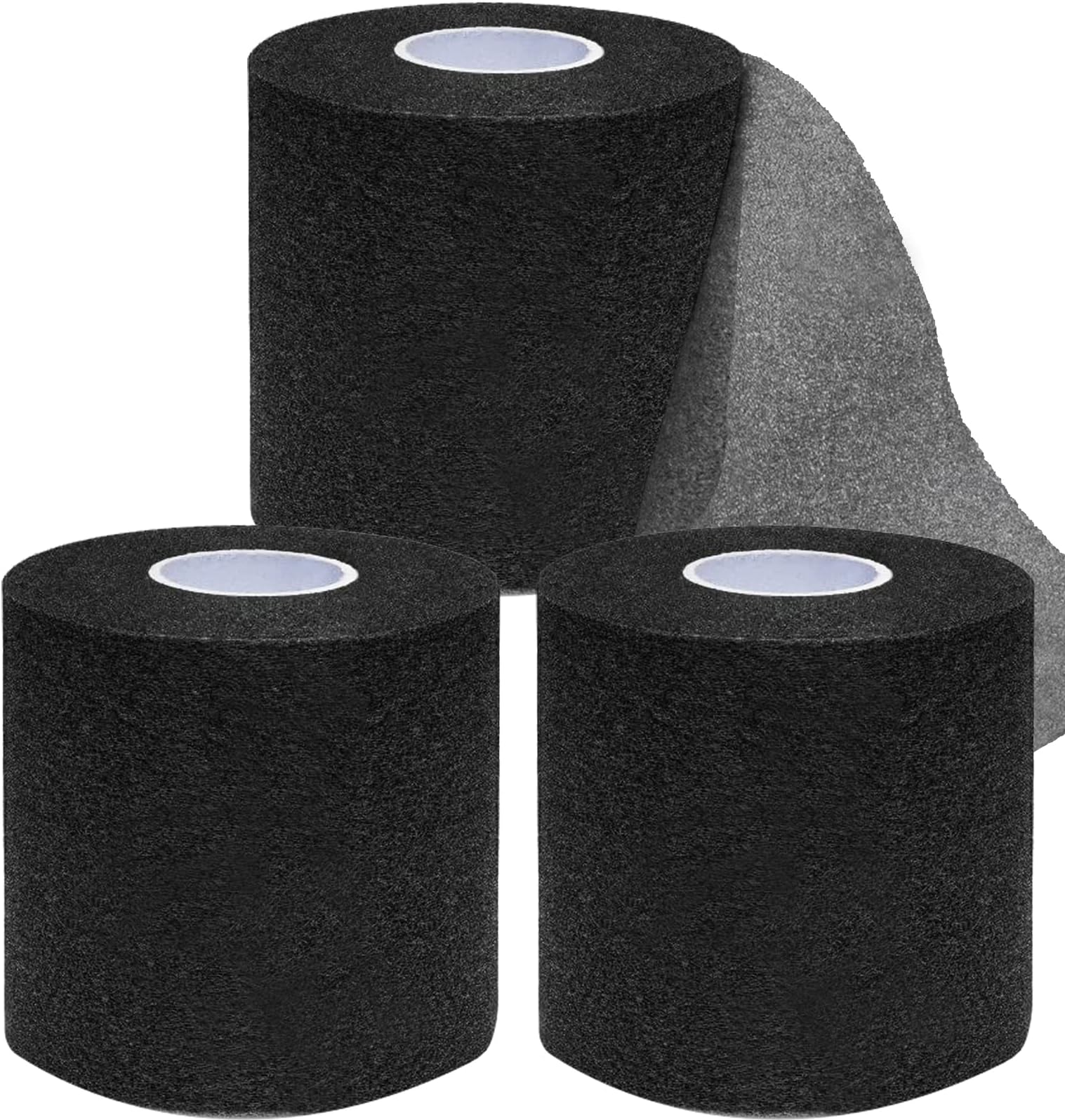 ADMITRY Pre Wrap Tape Athletic,3 Rolls X 22 Yards Black Prewrap,Headbands for Hair,Foam Underwrap Sports Wrap