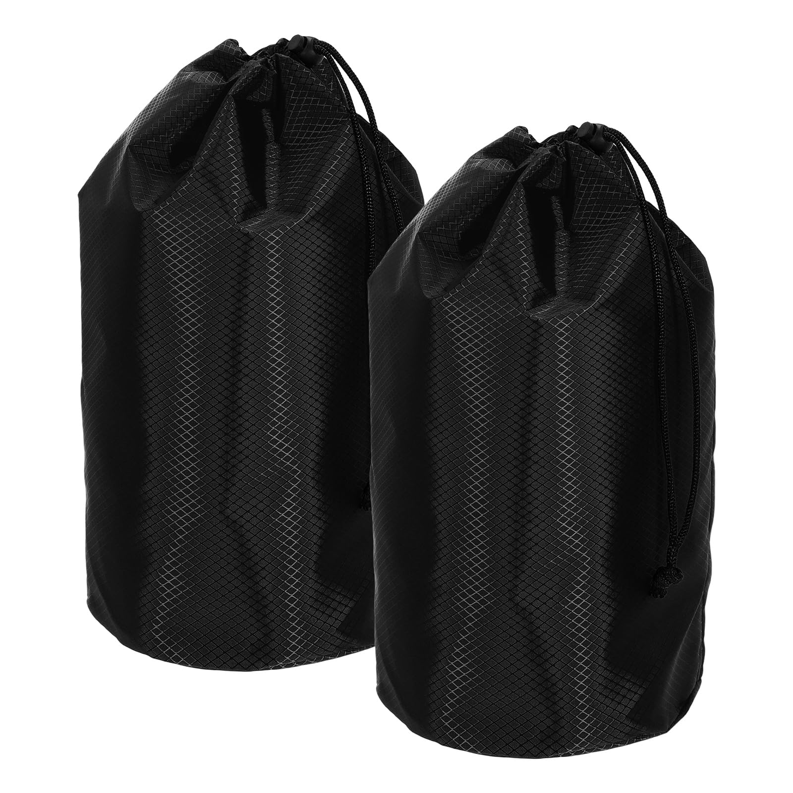 YELARXI Stuff Sack, Waterproof Ditty Bags Storage Sacks Portable Outdoor Ultralight Drawstring Dry Stuff Bag Gear with Toggle 6x13In & 2 Pack & Black for (Backpacking Camping Hiking)