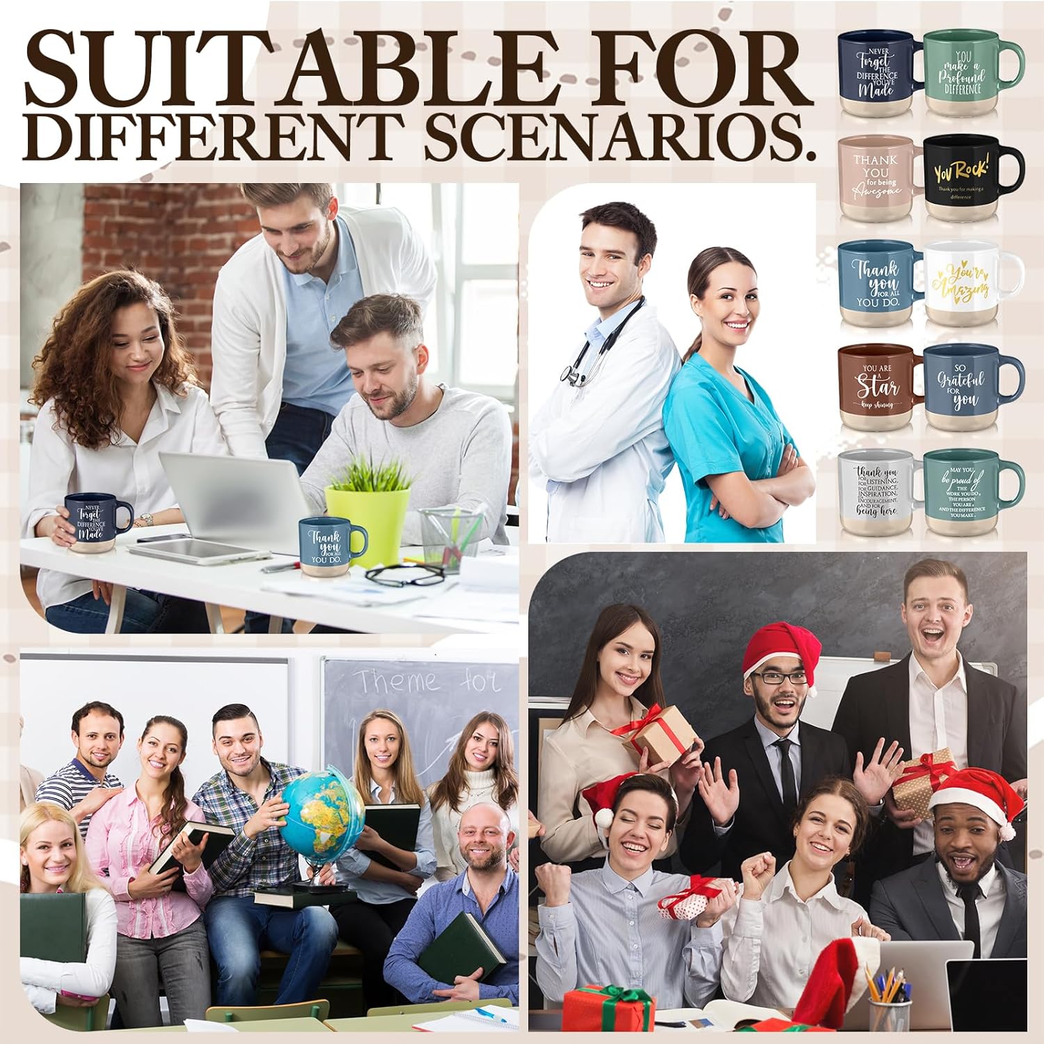 10 Pcs Thank You Mugs Bulk Appreciation Gifts for Employee Coworkers Staff Teachers Motivational Ceramic Coffee Mugs Thank You Farewell Going Away Gifts for Coworkers(Classic) - Image 4