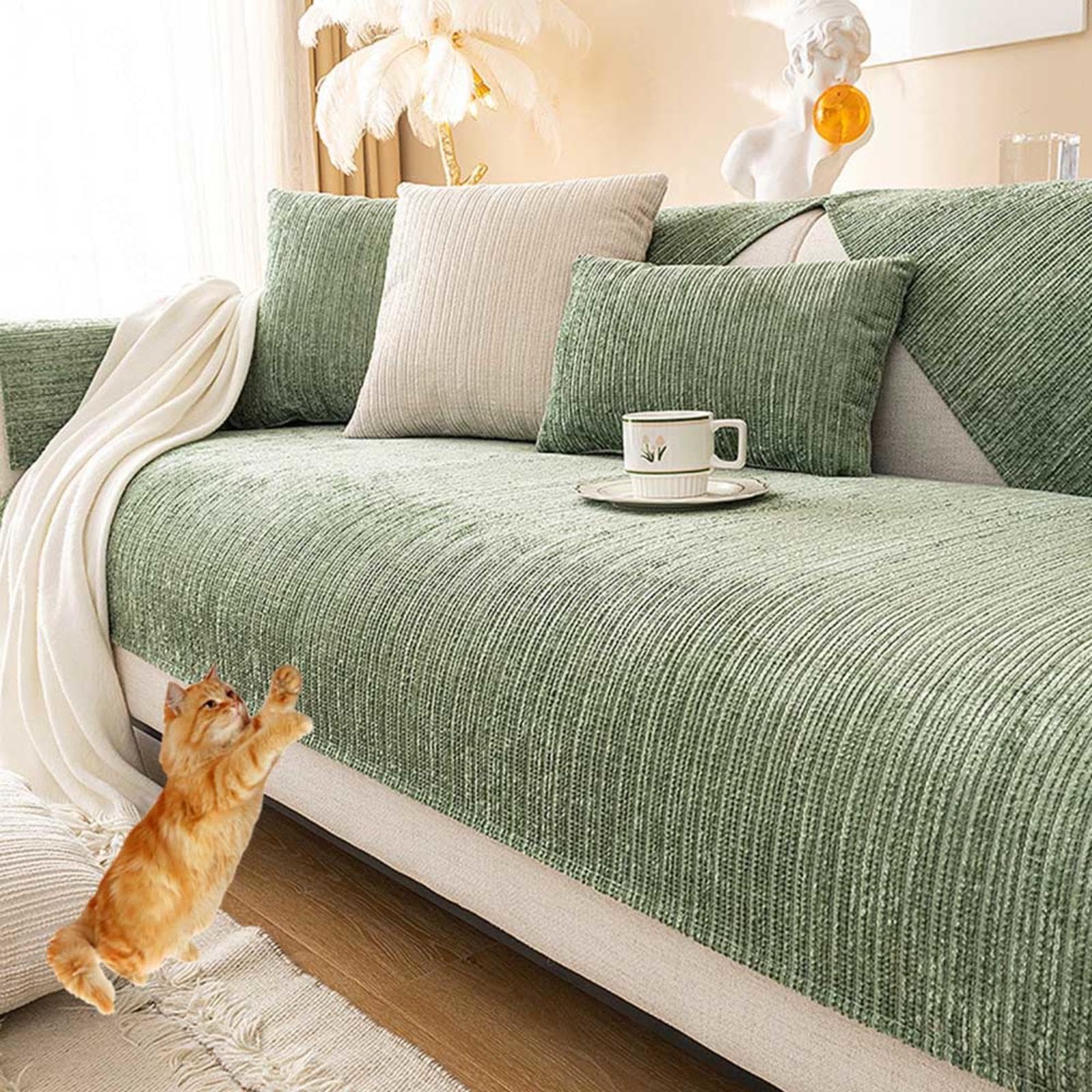 Racib Funny Fuzzy Corner Non Slip Velvet Sofa Slipcovers, Waterproof - L Shape, 1-4 Seater, O-110x180cm