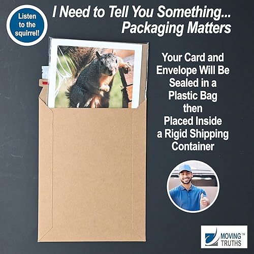 Miniatura 4 de Moving Truths Tarjeta con texto en inglés "You're Not Alone Thinking of You", plegada de 5 x 7 pulgadas, divertida tarjeta de ardilla pensando en