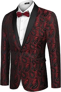 COOFANDY Men's Casual Blazer Paisley Jackets Retro Suit Jacq
