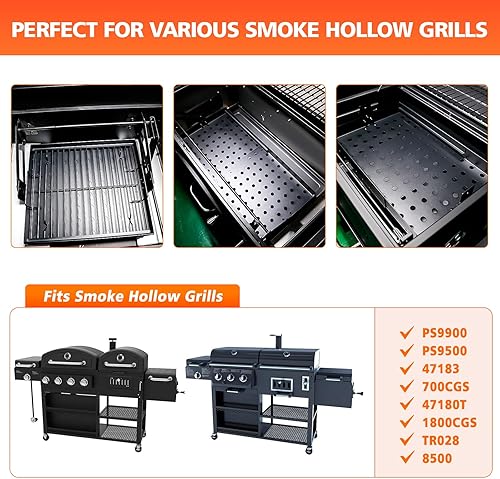 Vista 2 de Uniflasy Bandeja de carbón elástica de 15 a 28 pulgadas para piezas de parrilla Expert 24, Pit Boss Memphis I, Chargriller PS9900 2190 6500 6800