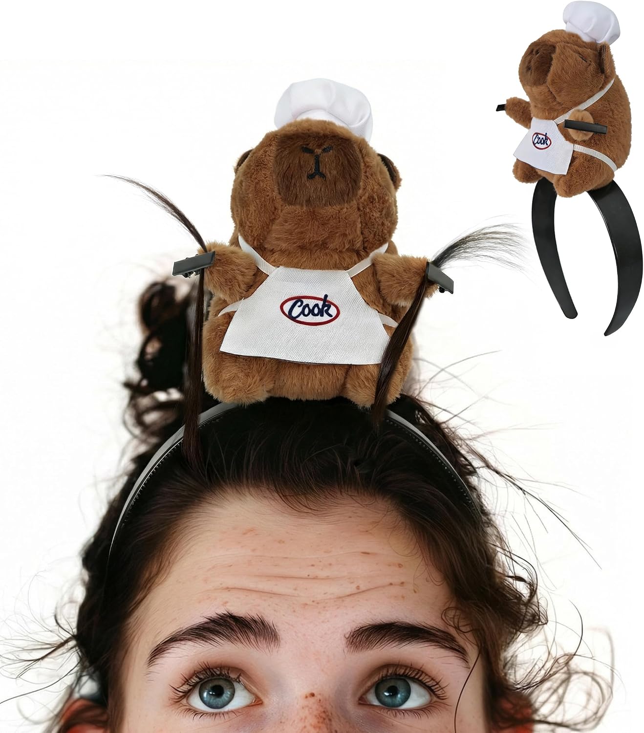 UQJE Capybara Headband for Adults, Funny Plush Animal Hairband Accessory