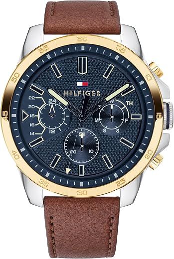 Tommy Hilfiger Mens Multi dial Quartz Watch with Leather Strap 1791561