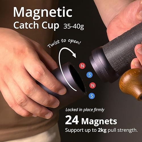 Miniatura 5 de 1Zpresso J-Ultra - Molinillo de café manual gris hierro, rebaba cónica, mango plegable, capacidad de captura magnética, 1.41 oz, ajuste fino