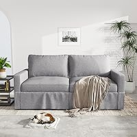 Vista 13 de Sofá biplaza de lino fino, moderno sofá biplaza para apartamento, sala de estar, dormitorio, muebles de espacios pequeños, sofás, sofás, patas