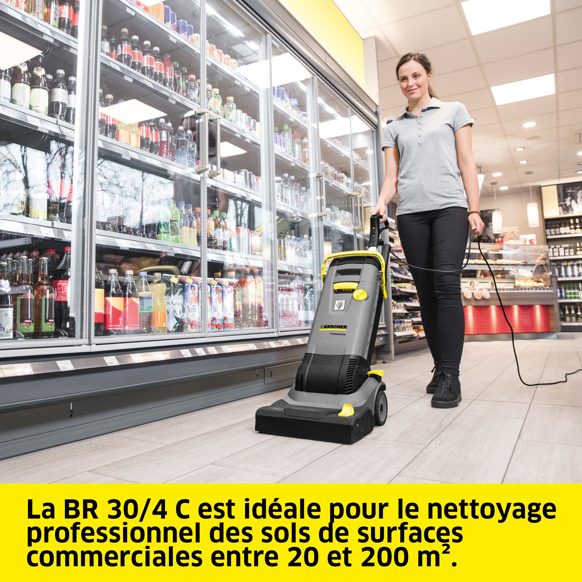 Kärcher BR 30/4 C, autolaveuse compacte pour des surfaces allant jusqu'à 200 m², nettoyage puissant des sols durs, les surfaces sont immédiatement sèches et praticables