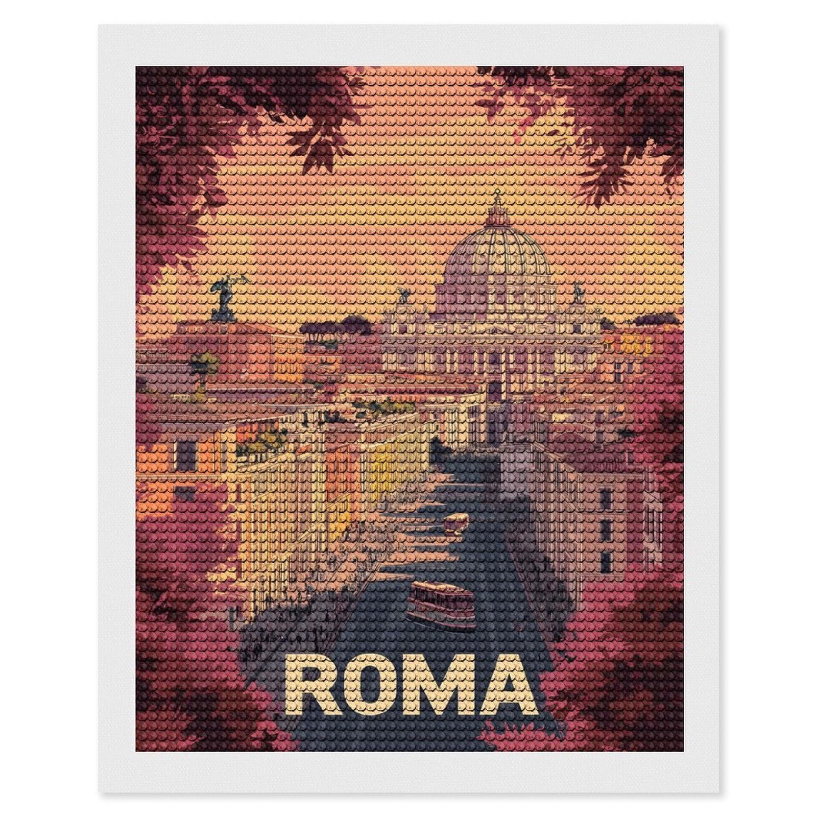 Junmoney Rome Cityscape Diamond Painting Kit 16"x20", Easy Handmade Project, Easy to Enjoy, Aesthetic Room Decor, Christmas Gift