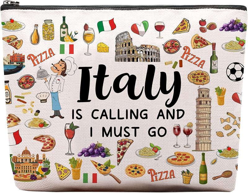 Necessaire de maquiagem CEASQVAA com estampa Italy, retangular, com zíper