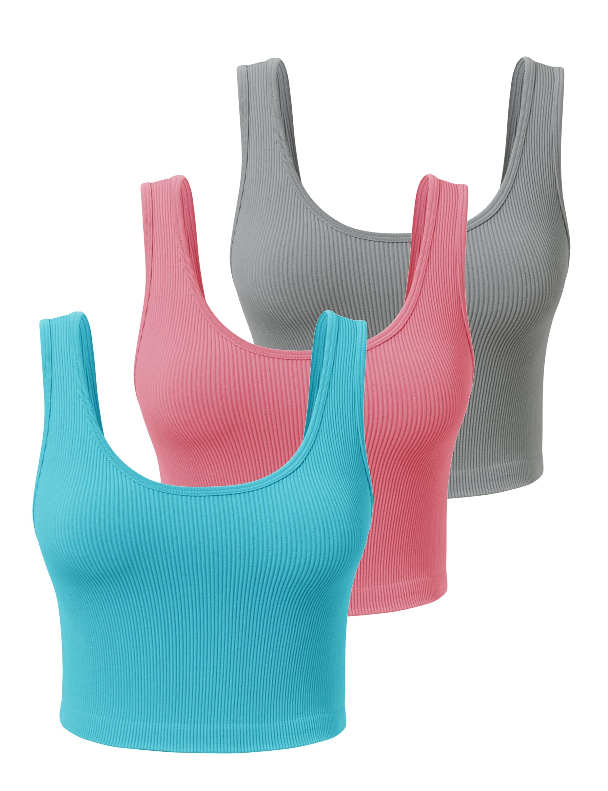 SPRIMEMONG Women's Ribbed Crop Tank Yoga Cropped Top for Workout