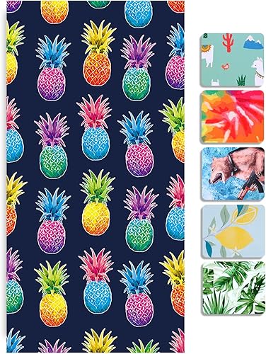 Miniatura 2 de Toalla de playa de piña de gran tamaño para niños y niñas, colorida, fina, ligera, de secado rápido, sin arena, 30 x 60 pulgadas, suave y ligera,