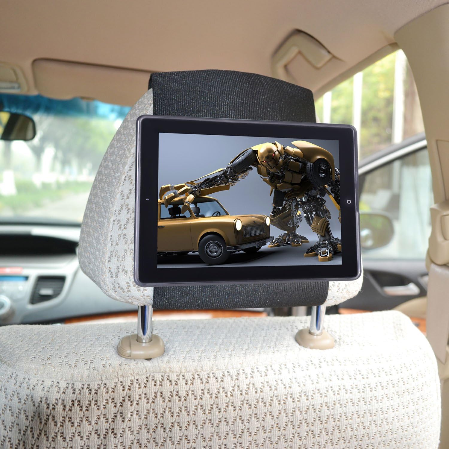 TFY Pad 4/3 / 2 Car Headrest Mount Holder–Fast-Attach Fast-Release Edition - Black
