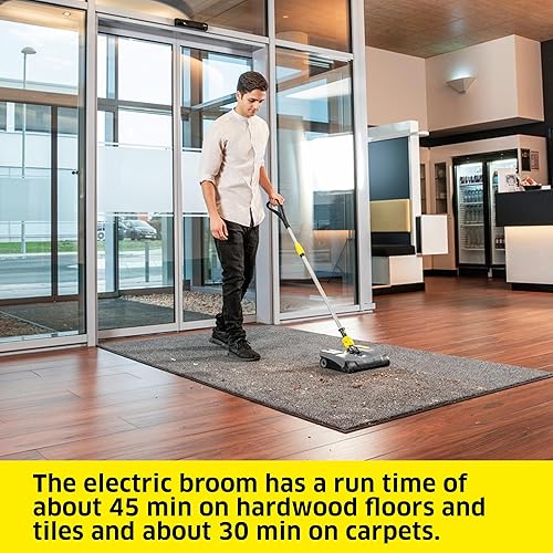 Miniatura 5 de Kärcher Escoba eléctrica comercial EB 301, barredora inalámbrica, limpiador multisuperficie, palo de escoba telescópica, junta universal