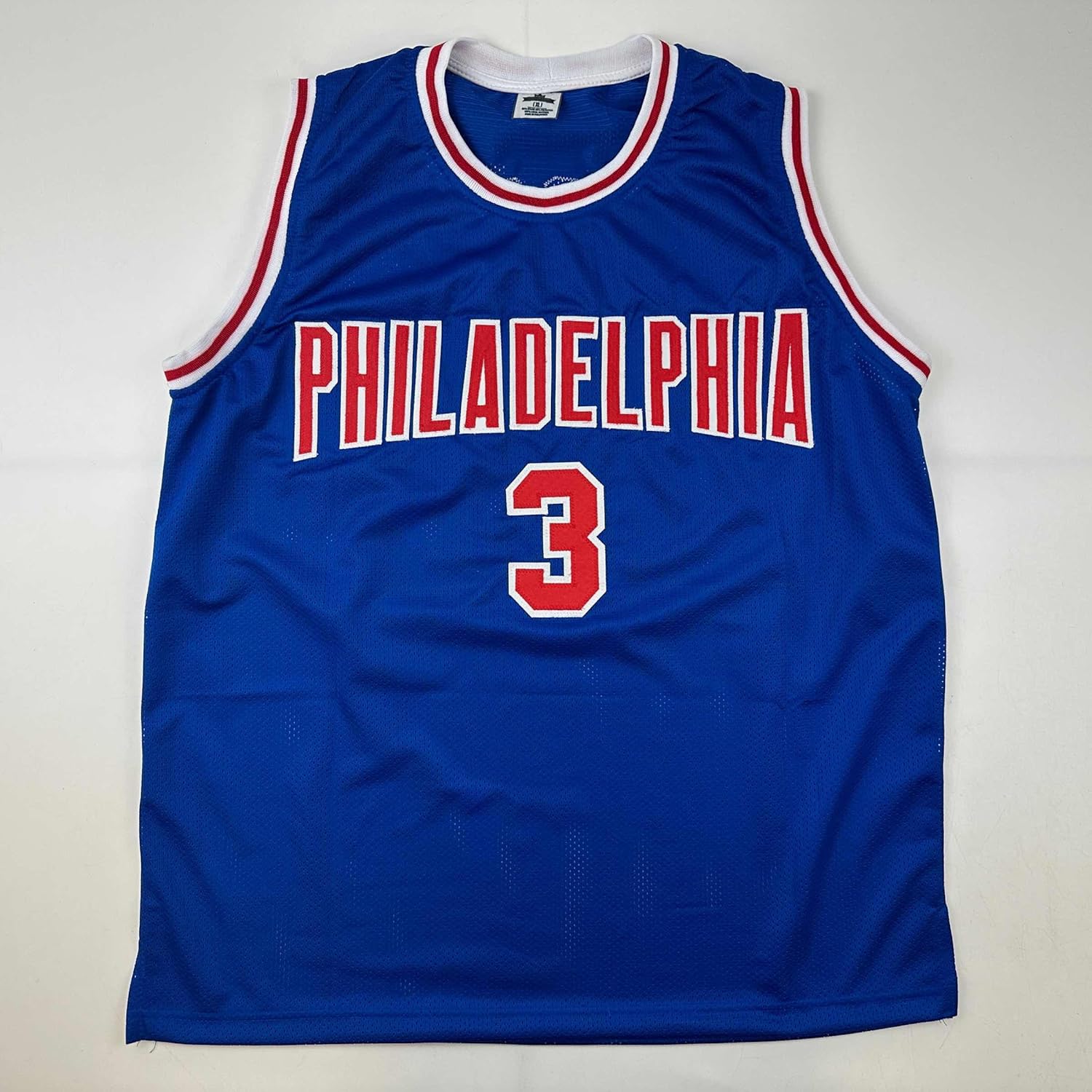 Facsimile Autographed Allen Iverson Philadelphia Blue Reprint Laser Auto Basketball Jersey Size Men's XL - Image 3