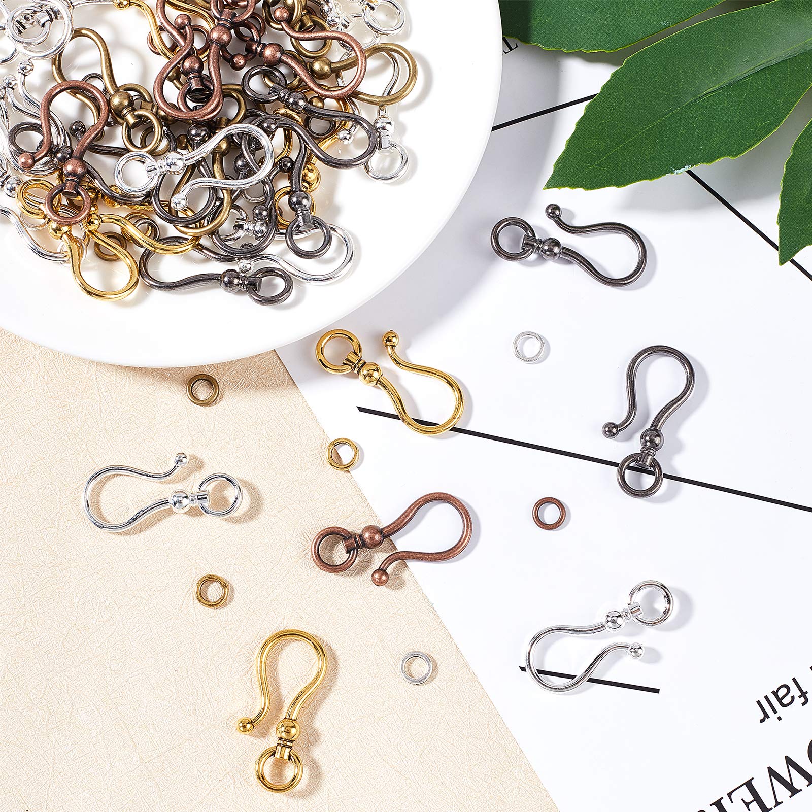 CHGCRAFT 48 set 6 stili Colore Misto Stile Tibetano Lega S Gancio Chiusure per Collana di Bracciali Creazione di Gioielli