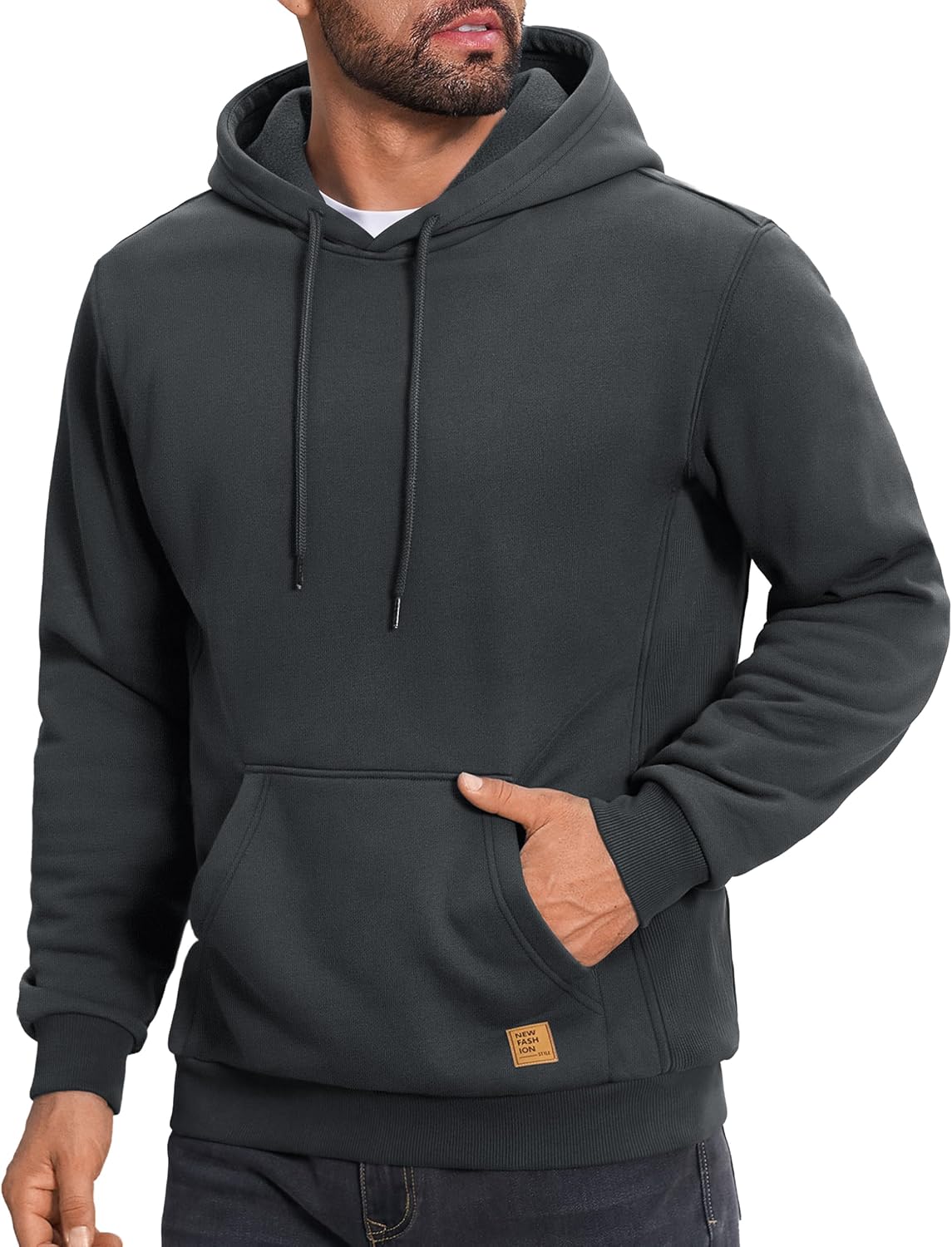 Cotrasen Mens Hoodies Fleece Cotton Kangaroo Pocket Drawstring Sweatshirt | Soft Cotton Fleece, Drawstring Pullover, Kangaroo Pocket, Warm, Machine Wash, Long Sleeve, Everyday Comfort.