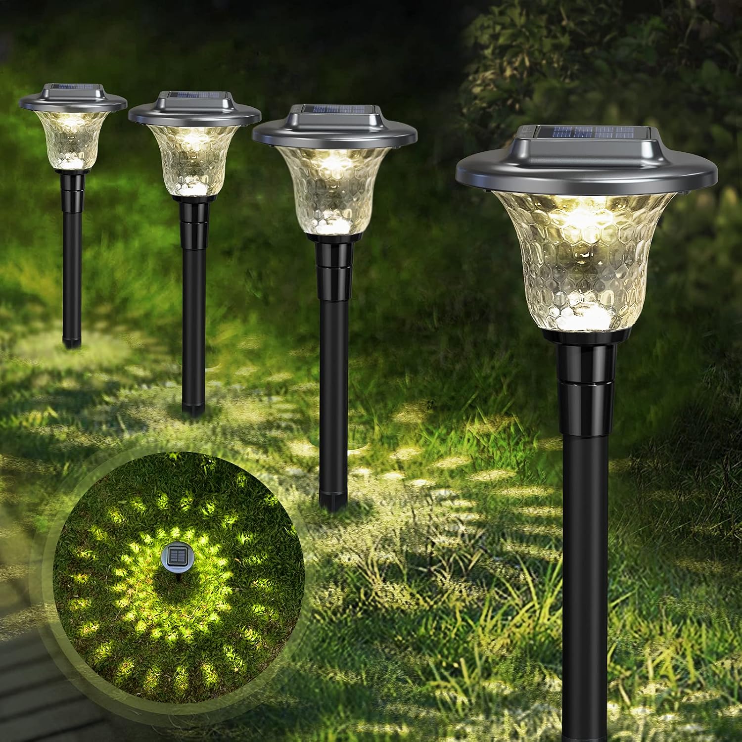 Solar Lights Outdoor Waterproof, 6 Pack Colored Solar Pathway Garden Lights for Walkway Yard Path