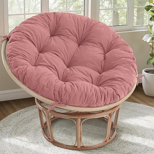 Miniatura 17 de idee-home Cojín para silla Papasan, Cojín circular para silla Papasan con funda de corduroy (sin silla) para silla de cuenco, 48 X 48 Pulgadas,