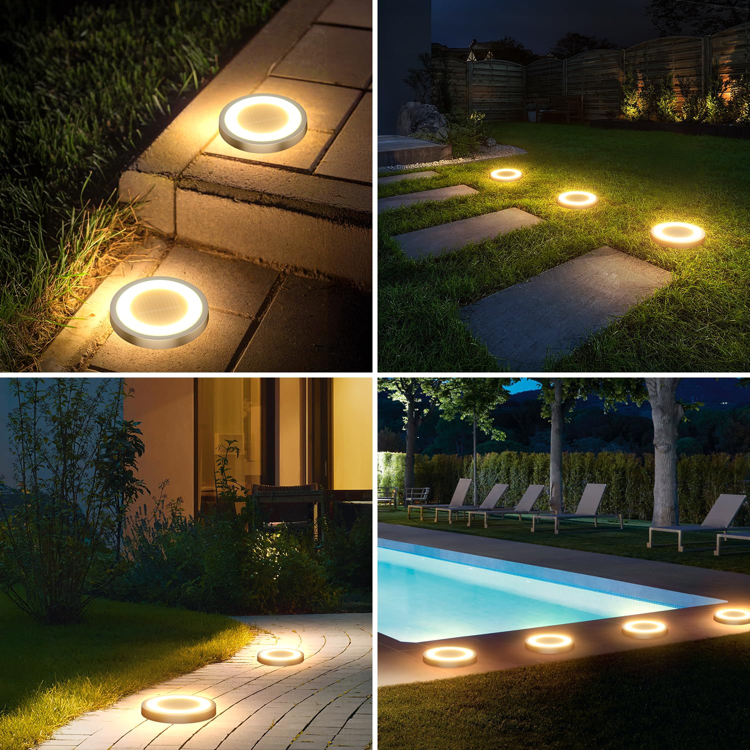 Shuniu Lot de 8 lampes solaires d'extérieur pour jardin, pelouse, allée, trottoir, patio