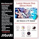 JIGARI Anime Theme Printed XL Extended Stich Edge Mousead | Smooth Surface Gaming Mousepad with Anti-Slip Rubber Base | 3mm Thick - 11 x 23 Inch (Lightning Luffy (P97)) gallery image