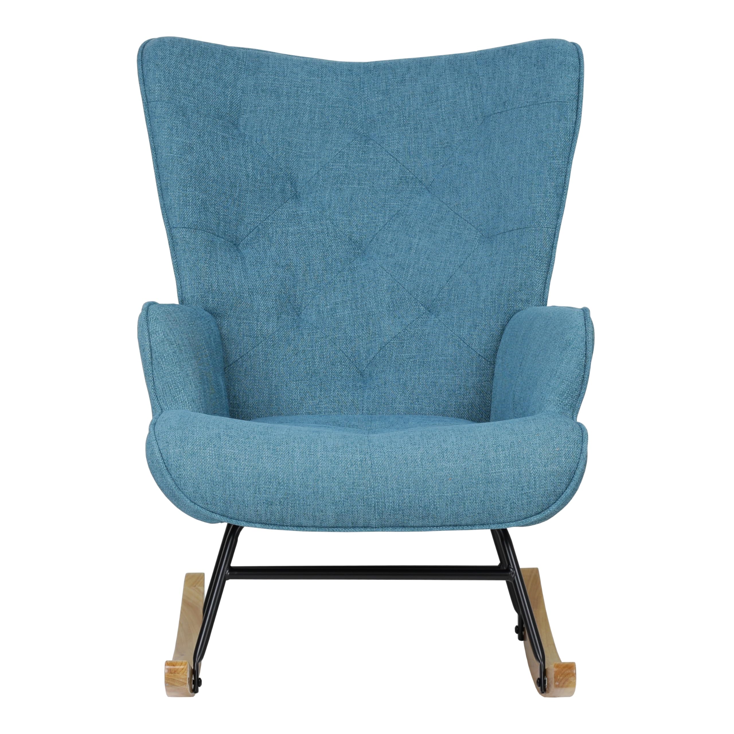 Totò Piccinni Poltrona Poltroncina a DONDOLO Multicolore Design Patchwork (Blu, Poltrona)