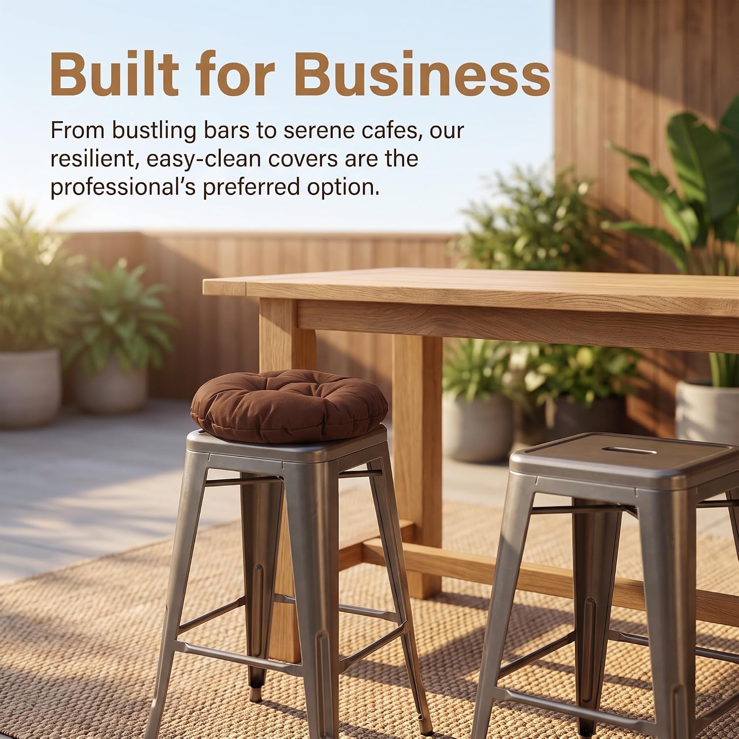 Bar Stool Seat Cover Cushion, 14 Inch Coffee Washable