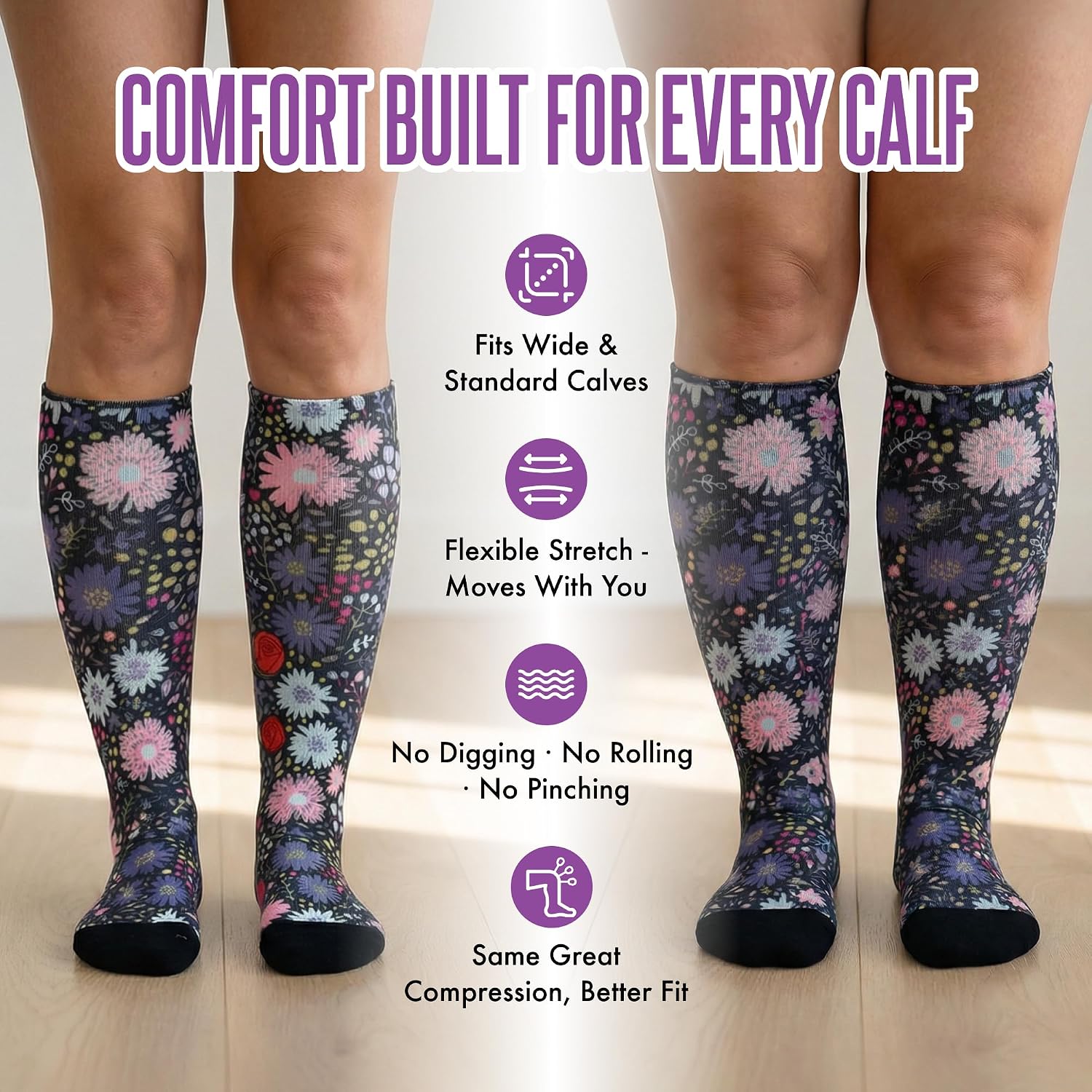 Crazy Compression Socks, Comfortable Support Socks for Recovery, Travel, Hiking, and Long-Hour Comfort w/Fun Designs