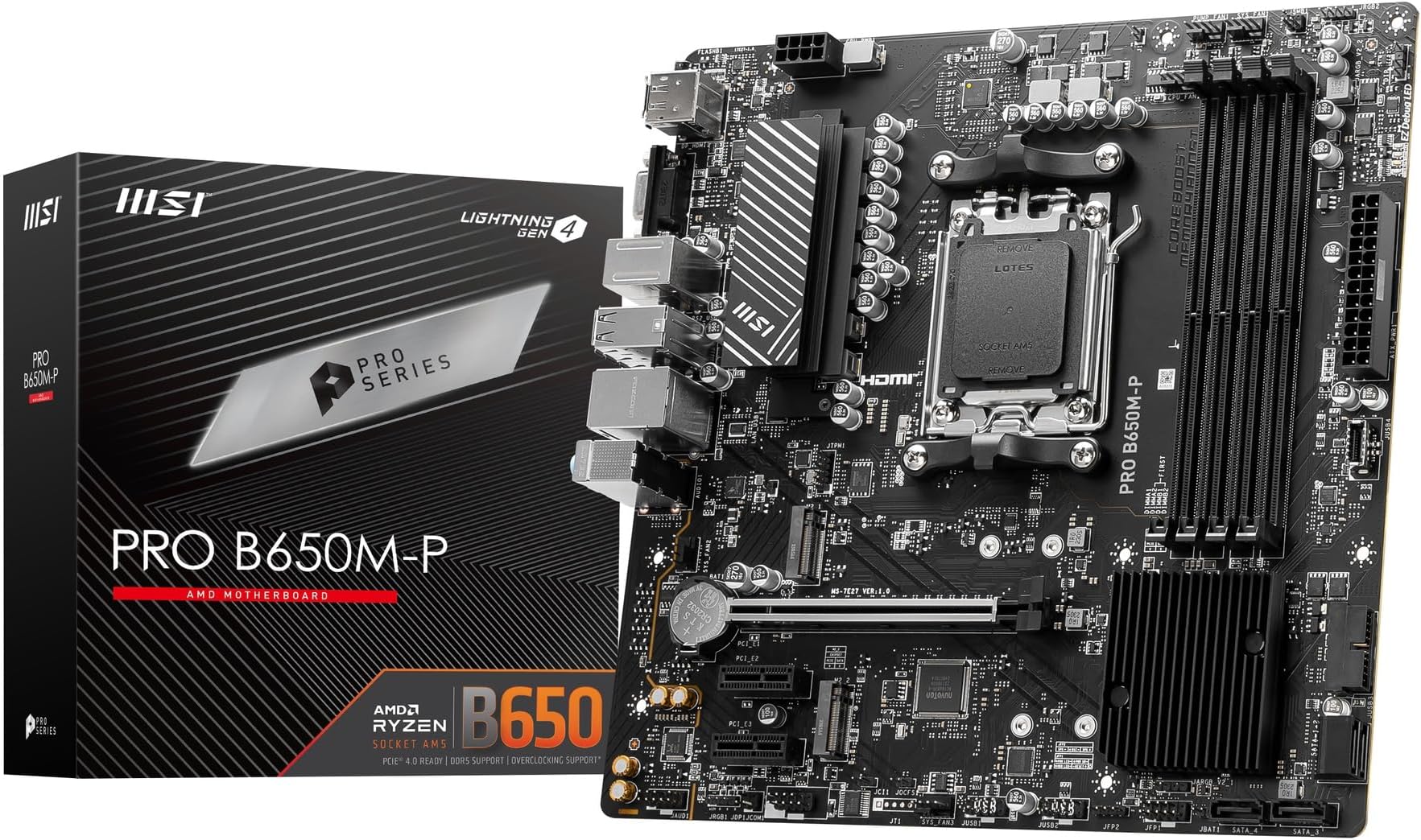 MSI Motherboard PRO B650M-P AMD (Equipped with B650), Amazon Limited Edition, ATX DDR5-7200 (OC) Compatible, AMD Ryzen 8000/7000 Series (AM5) Compatible MB6170