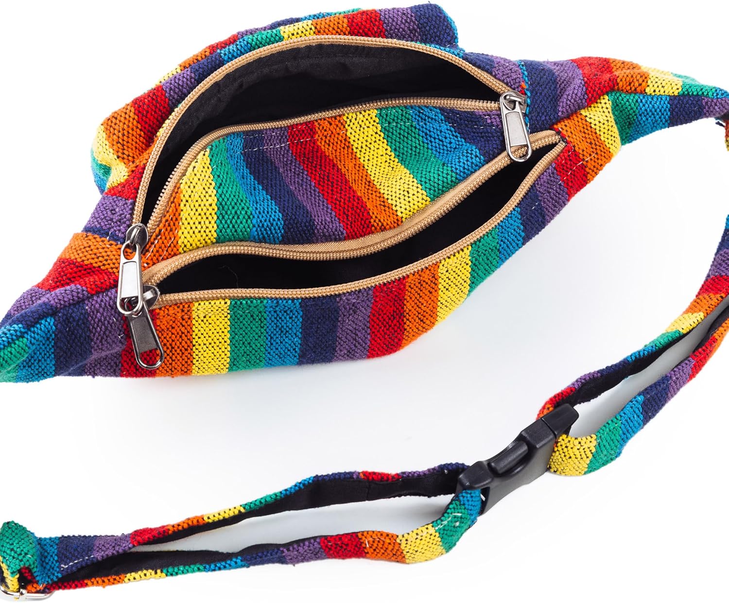 Freakmandu Eco-Friendly Boho Hippie Style Hemp Fanny Pack Hip Waist Bag for Hiking Running Jogging (Beatnik) - Image 4