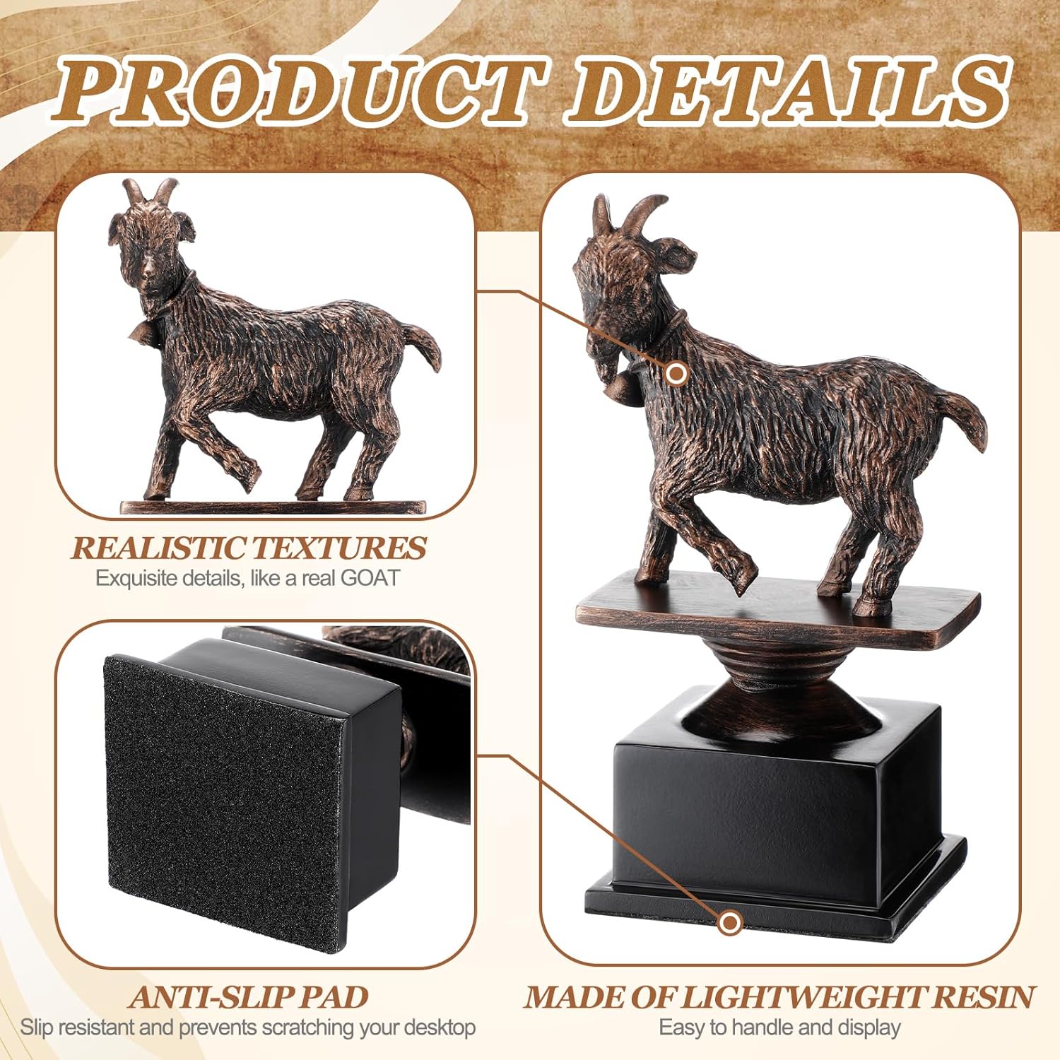 Zhengmy The Goat Trophy Award Funny Recognition Sculpture Trophy for Adults Unique Appreciation Gift Plaque for Sports Champion Winner, Teacher, Office, Employee, Coworkers, Friend