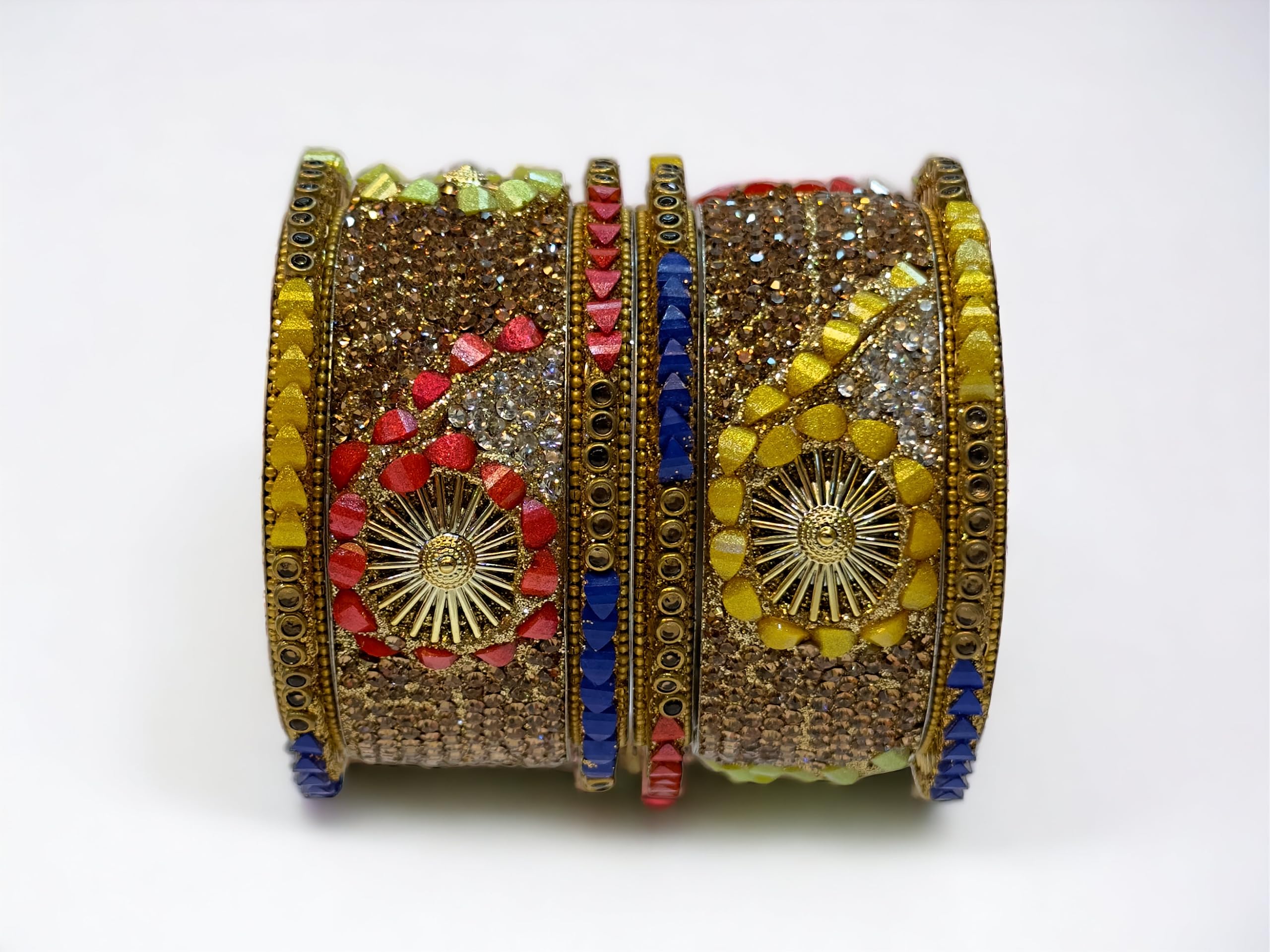 Golden LCD Zirconia Stone Work Bridal Brass Bangle Set