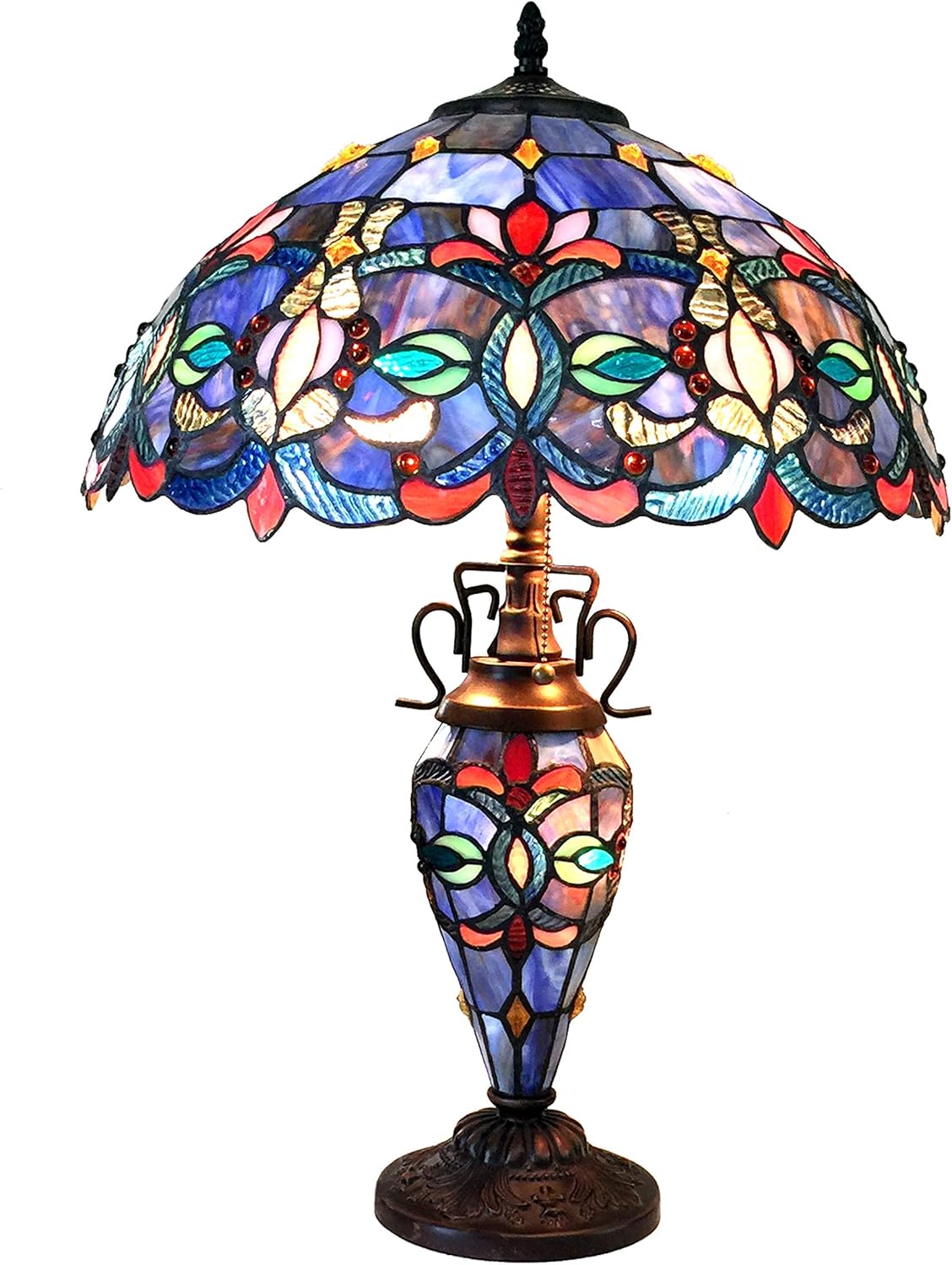 Tiffany-Style 3 Light Victorian Double Lit Table Lamp 18" Shade